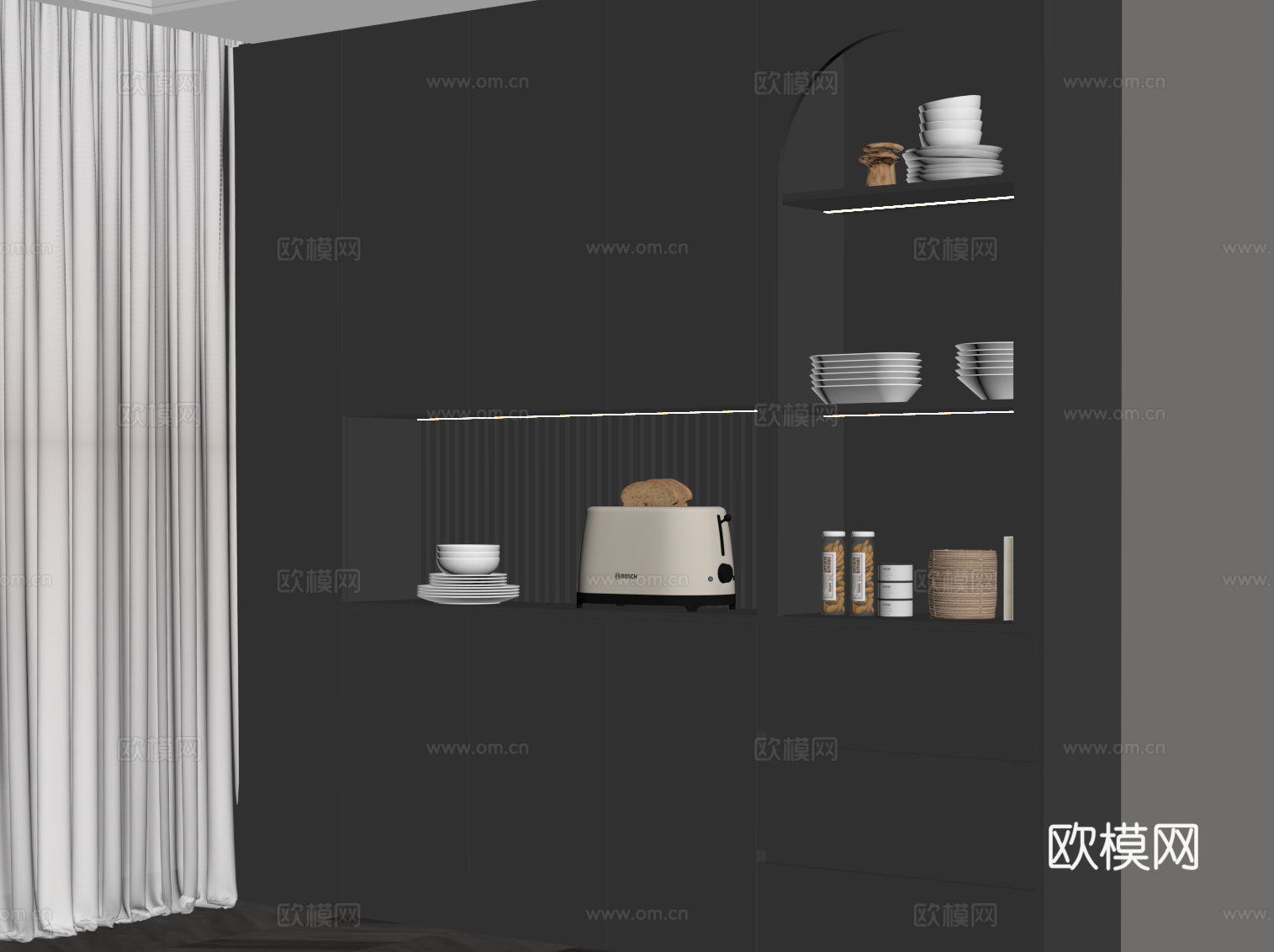 现代餐边柜su模型