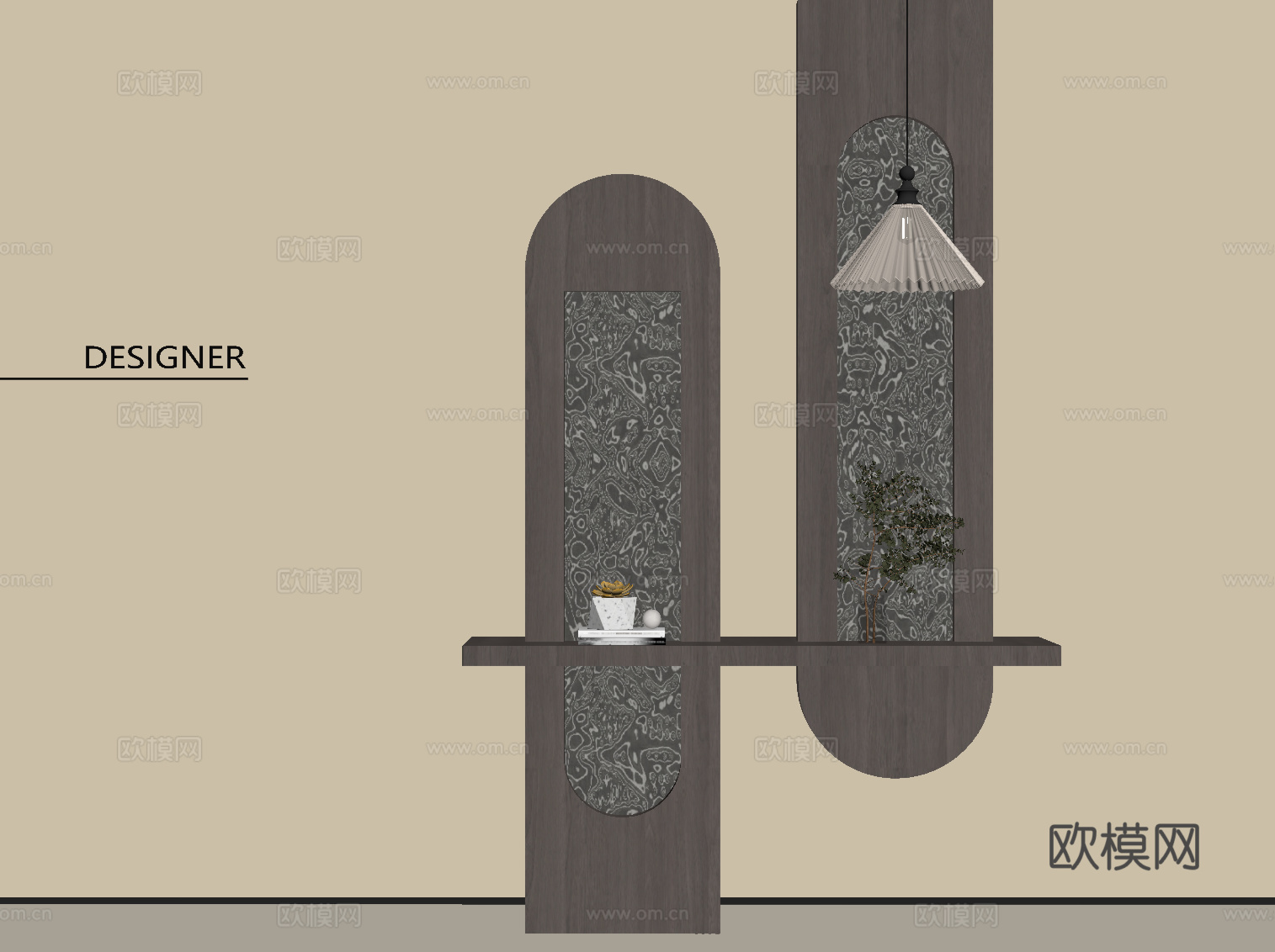 现代意式玄关 入户隔断su模型