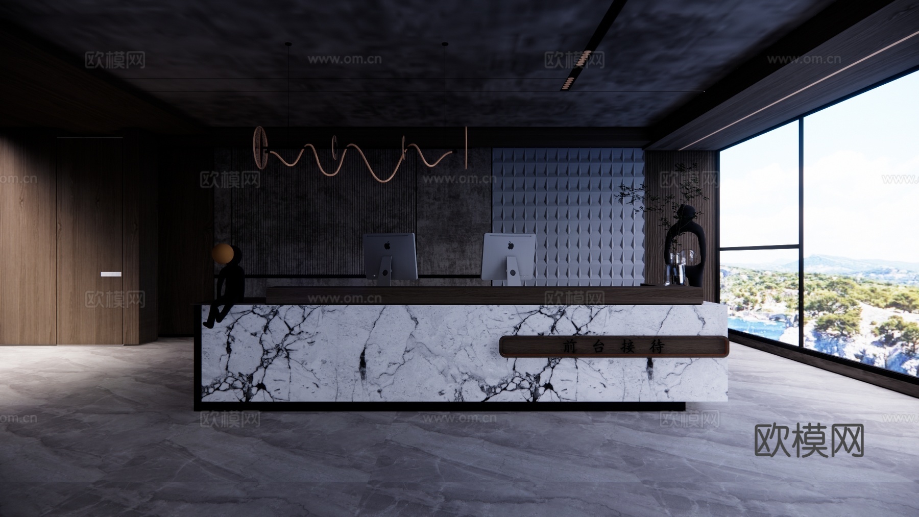 工位 展厅 酒店前台 公司前台su模型