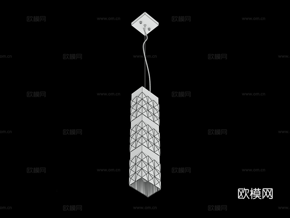 Cloyd 轻奢方块吊灯3d模型下载（渲染图2）