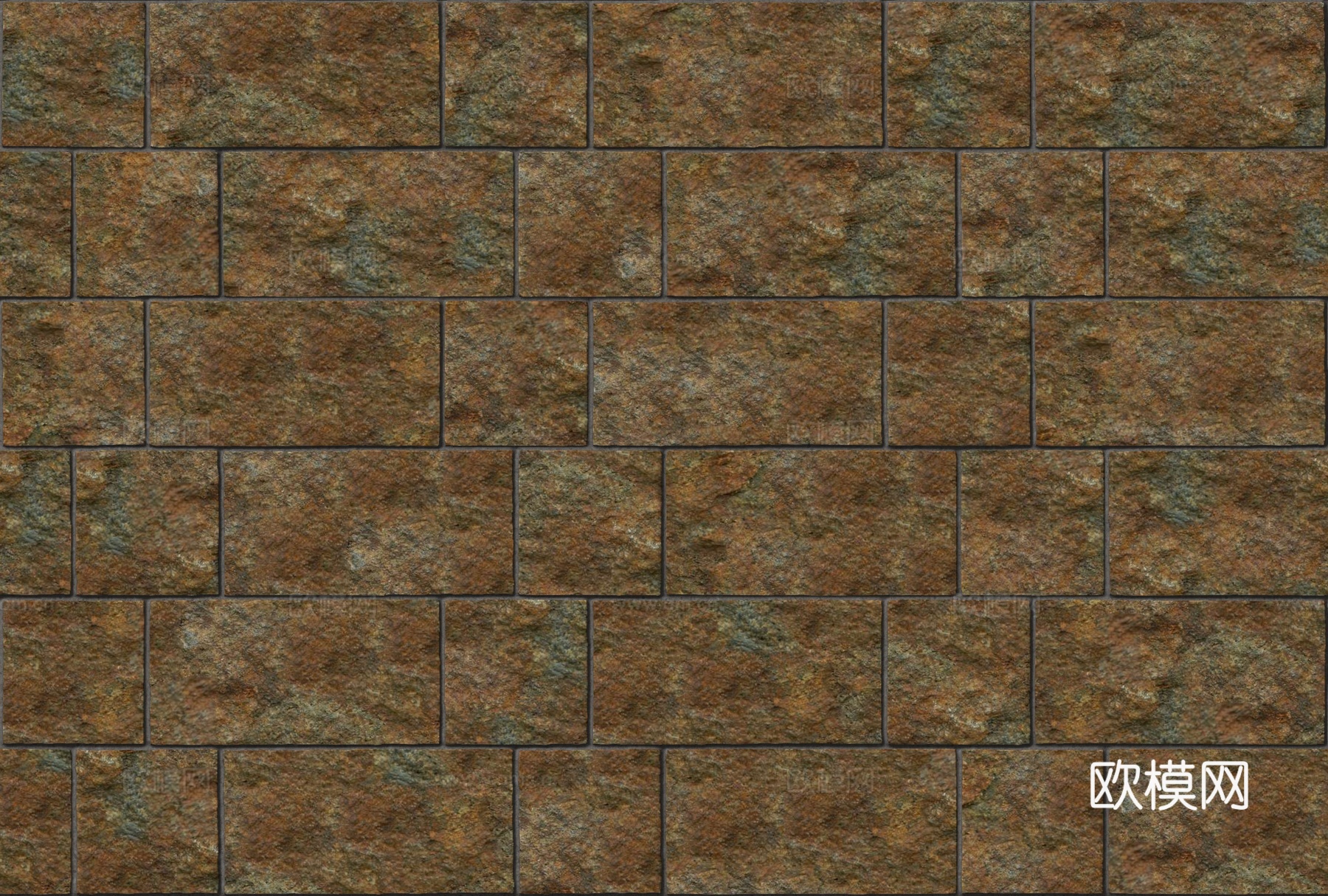 暗红色红色砂岩石板-宽窄间隔错缝24