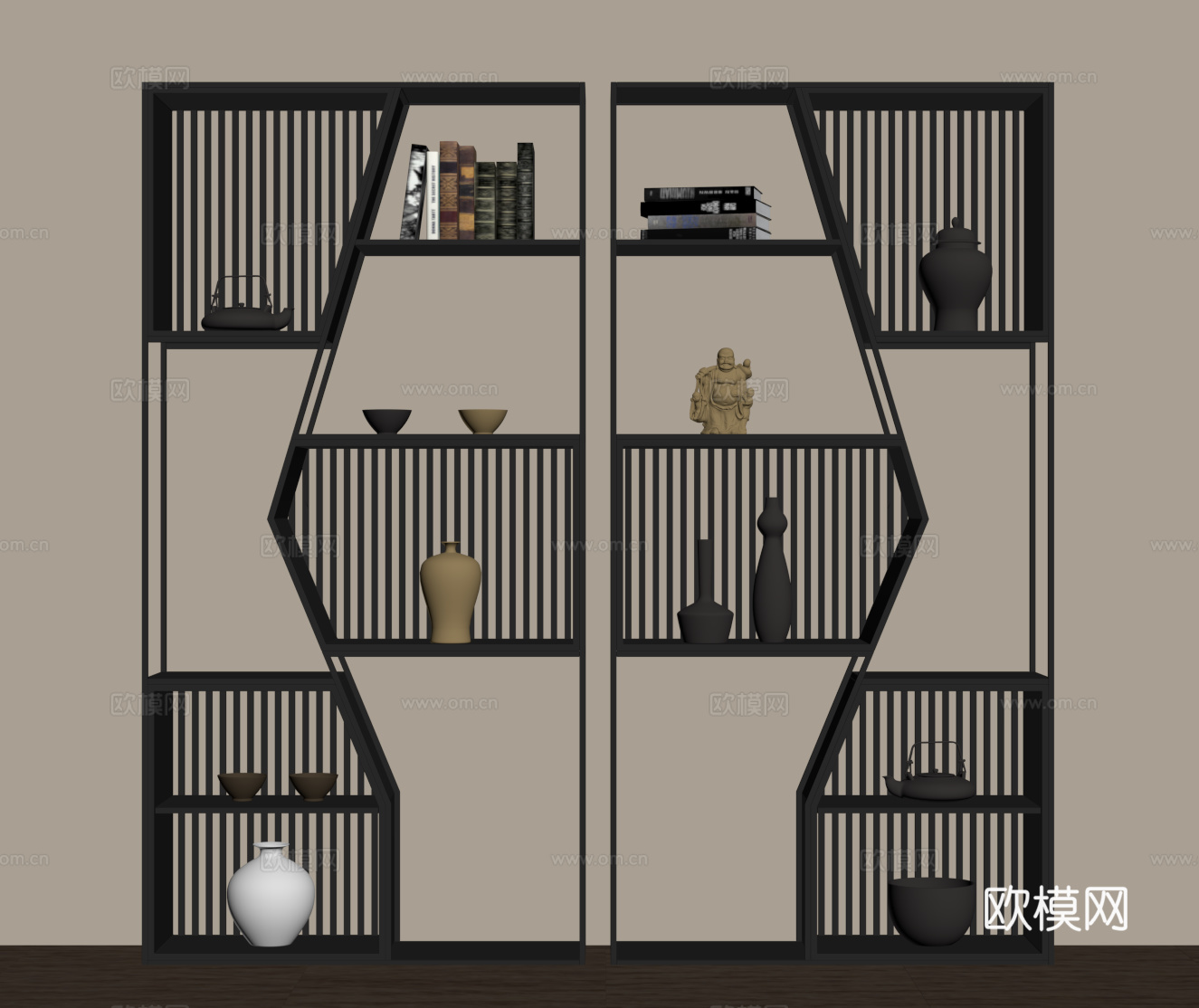 新中式博古架su模型