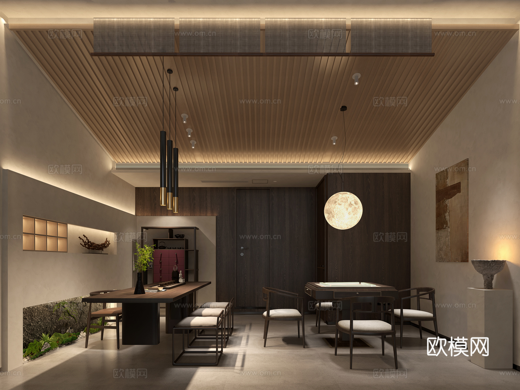 高端茶楼会所 最新全套施工图 效果图合集cad施工图