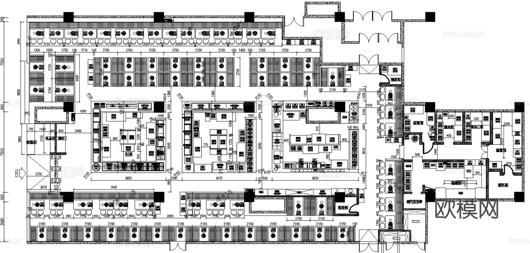 10套自助餐厅室内装饰CAD施工图效果图最新整理合集cad施工图