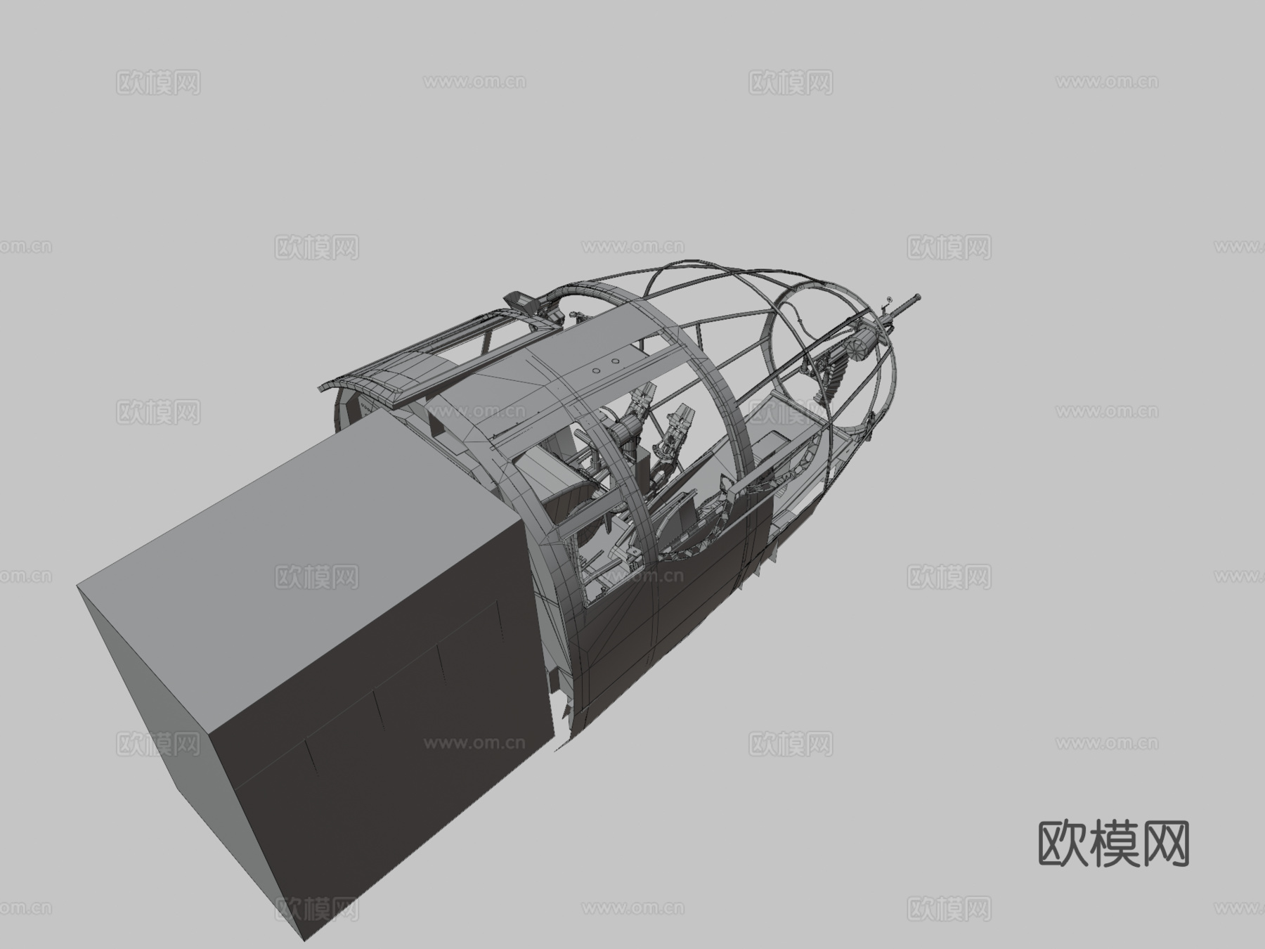 旧款He111H16驾驶舱3d模型下载（渲染图3）