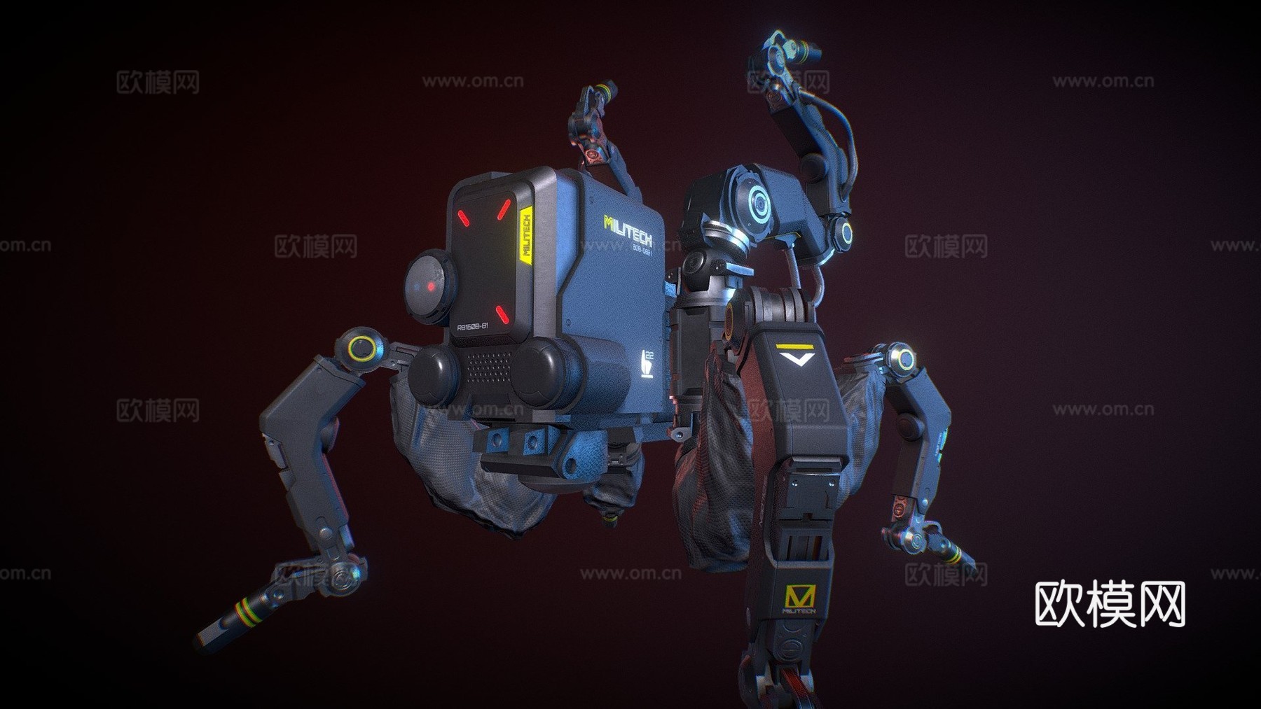 赛博朋克2077军用科技机器人3d模型下载（渲染图1）