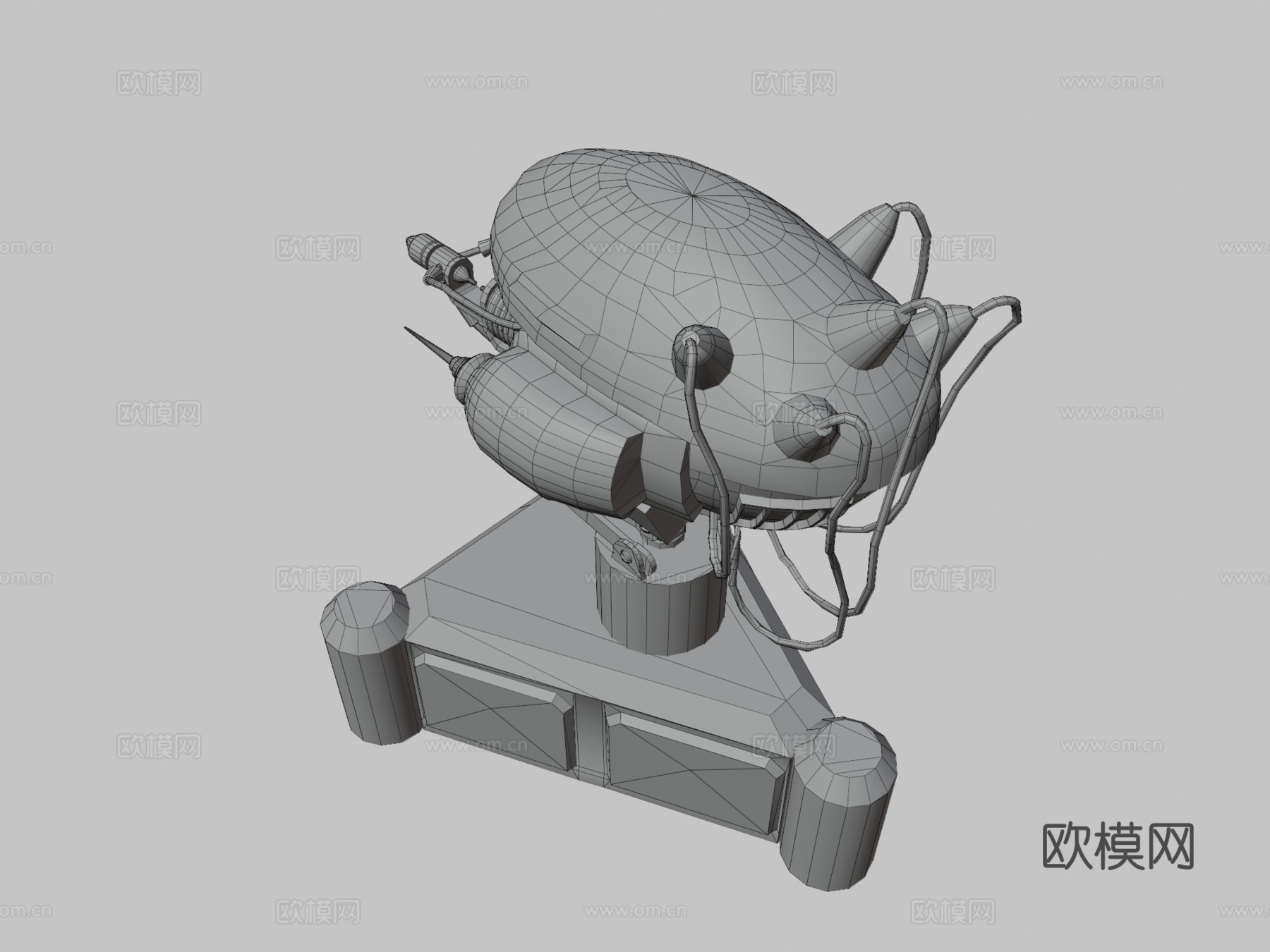 FO3风格英克雷炮塔3d模型下载（渲染图3）