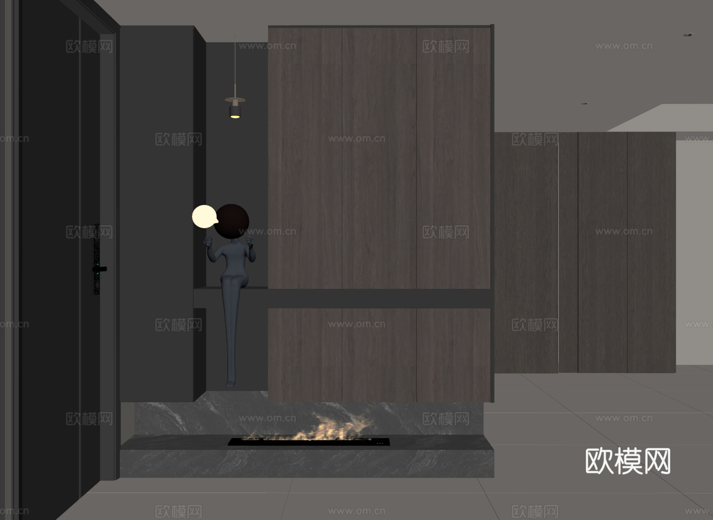 现代意式鞋柜 入户鞋柜su模型