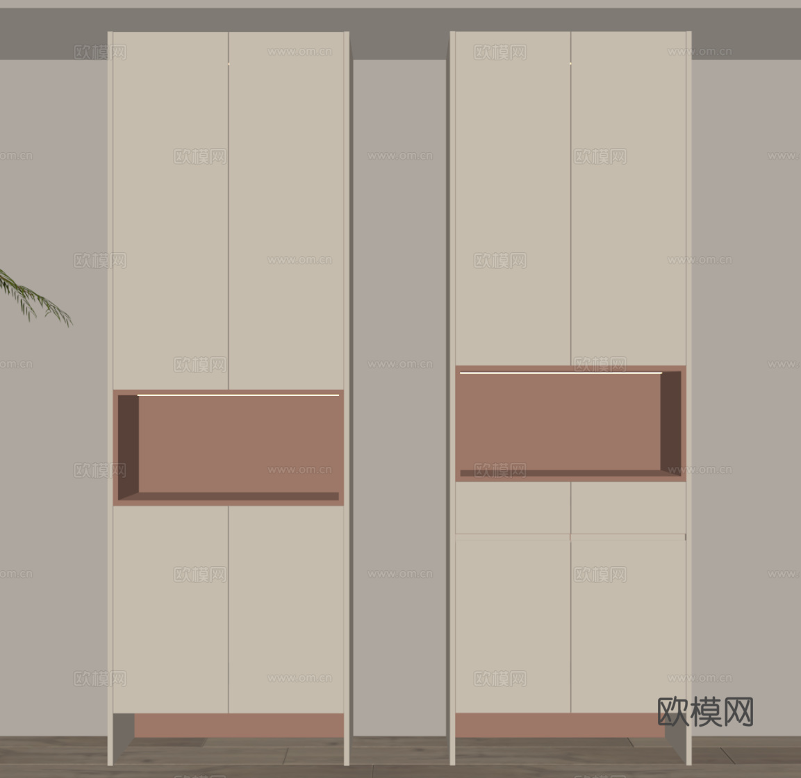 现代奶油风鞋柜su模型下载（渲染图2）