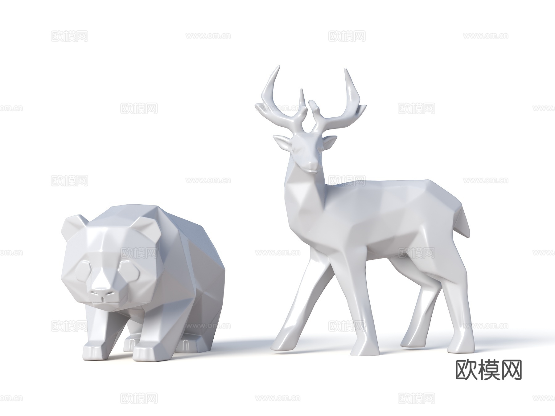 现代雕塑 景观雕塑 熊雕塑 鹿雕塑 雕塑摆件 金属雕塑摆件su模型