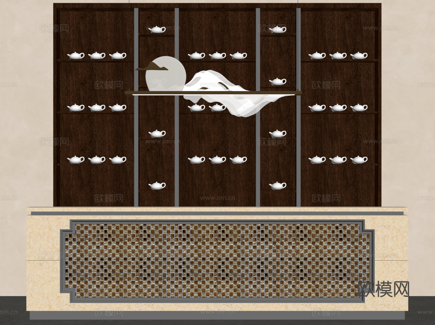 新中式前台su模型