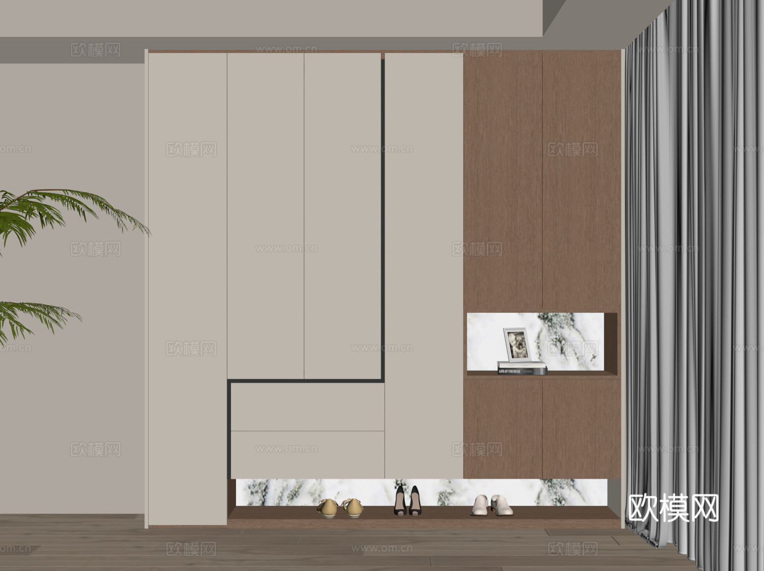 现代简约鞋柜 入户鞋柜su模型