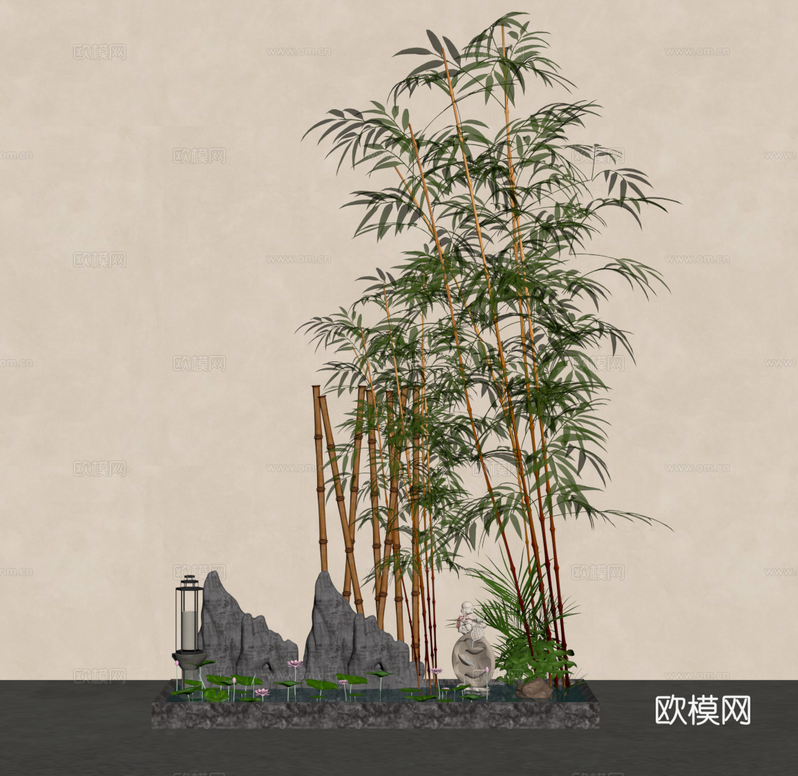 新中式雕塑su模型