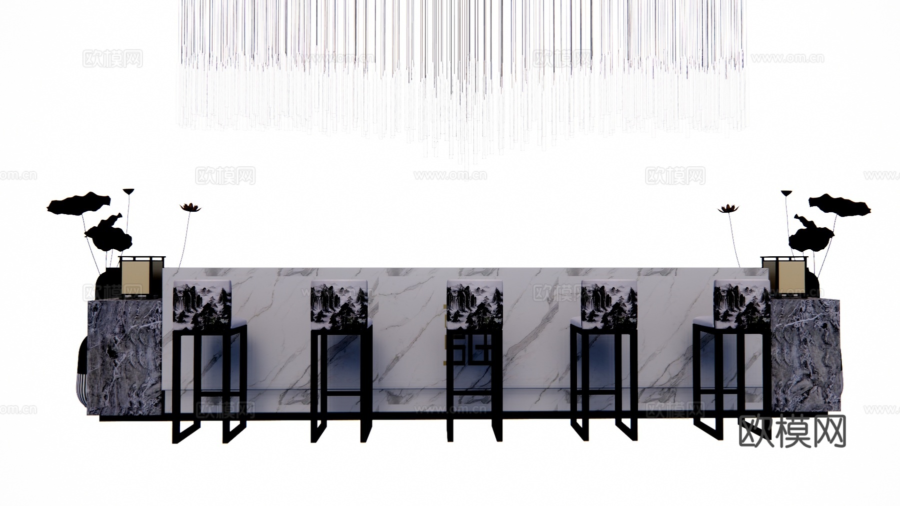 前台接待 前台 接待 工位su模型