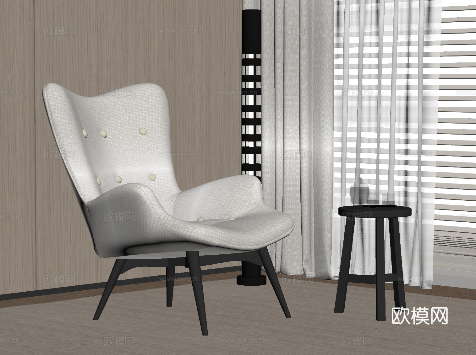 现代休闲椅 沙发椅su模型下载（渲染图2）