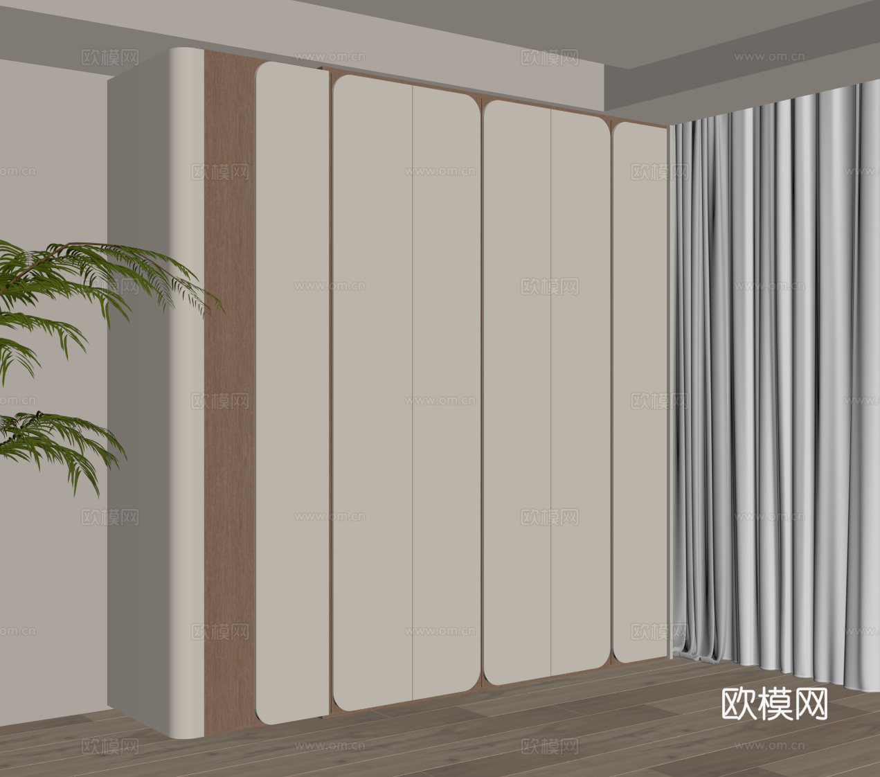 现代简约衣柜su模型