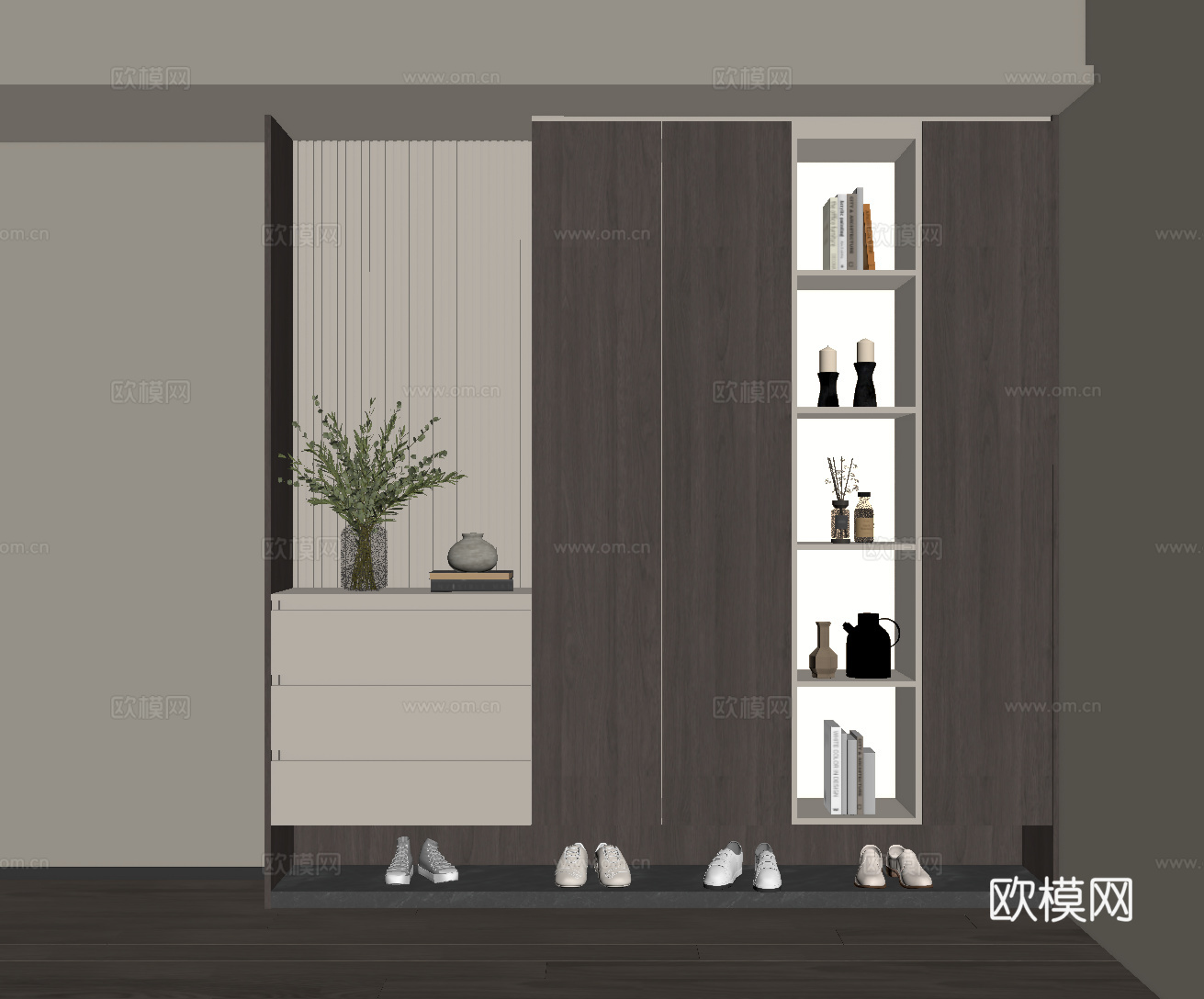 现代意式鞋柜 入户鞋柜su模型