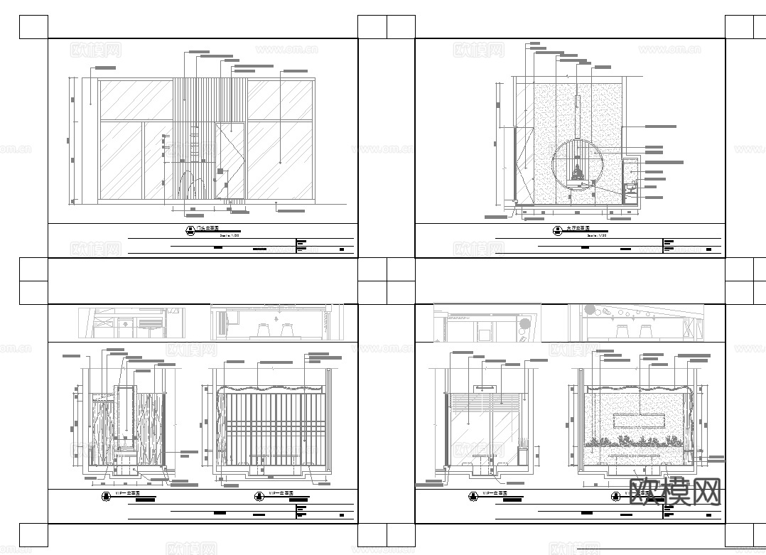 高端茶楼会所 最新全套施工图 效果图合集cad施工图