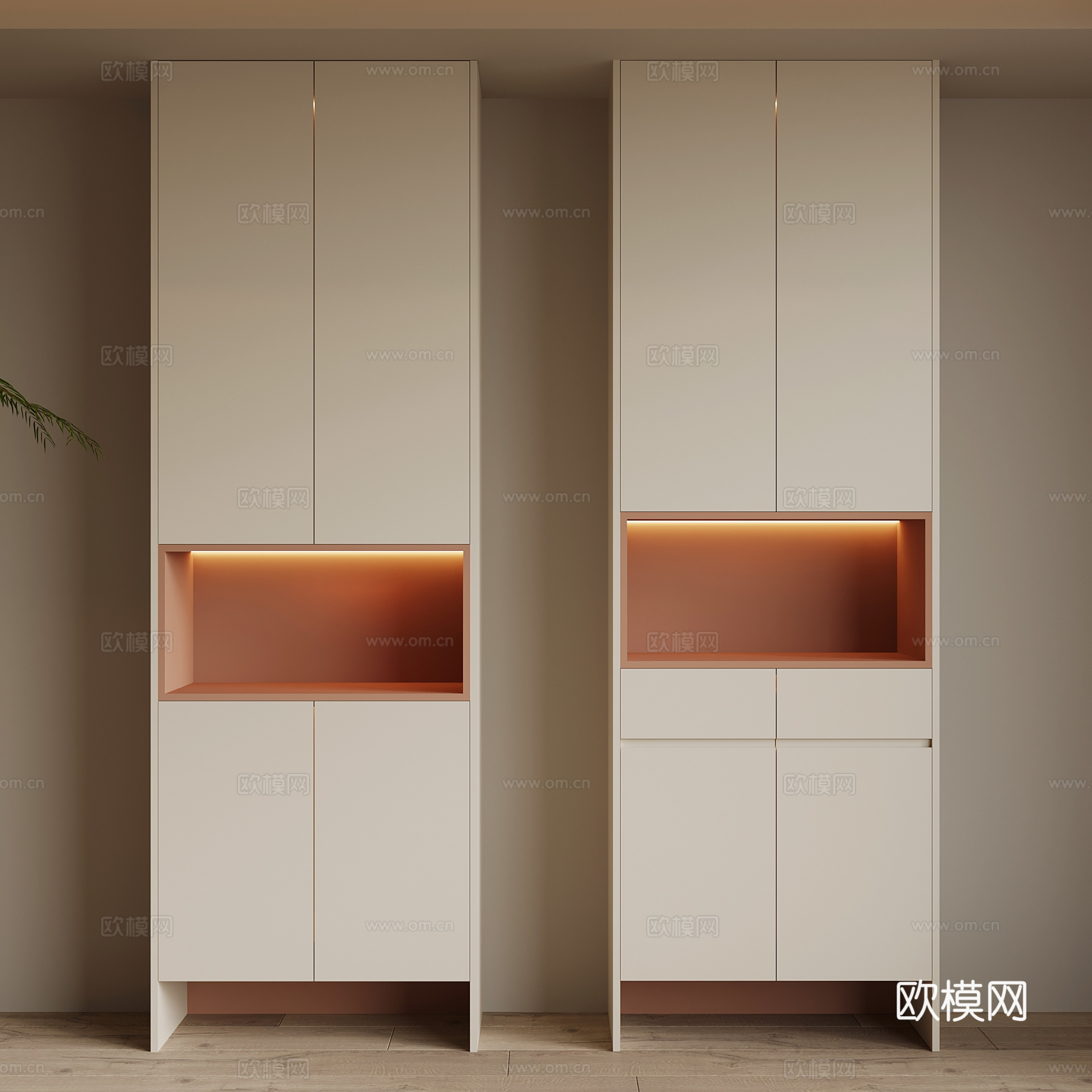 现代奶油风鞋柜su模型下载（渲染图1）