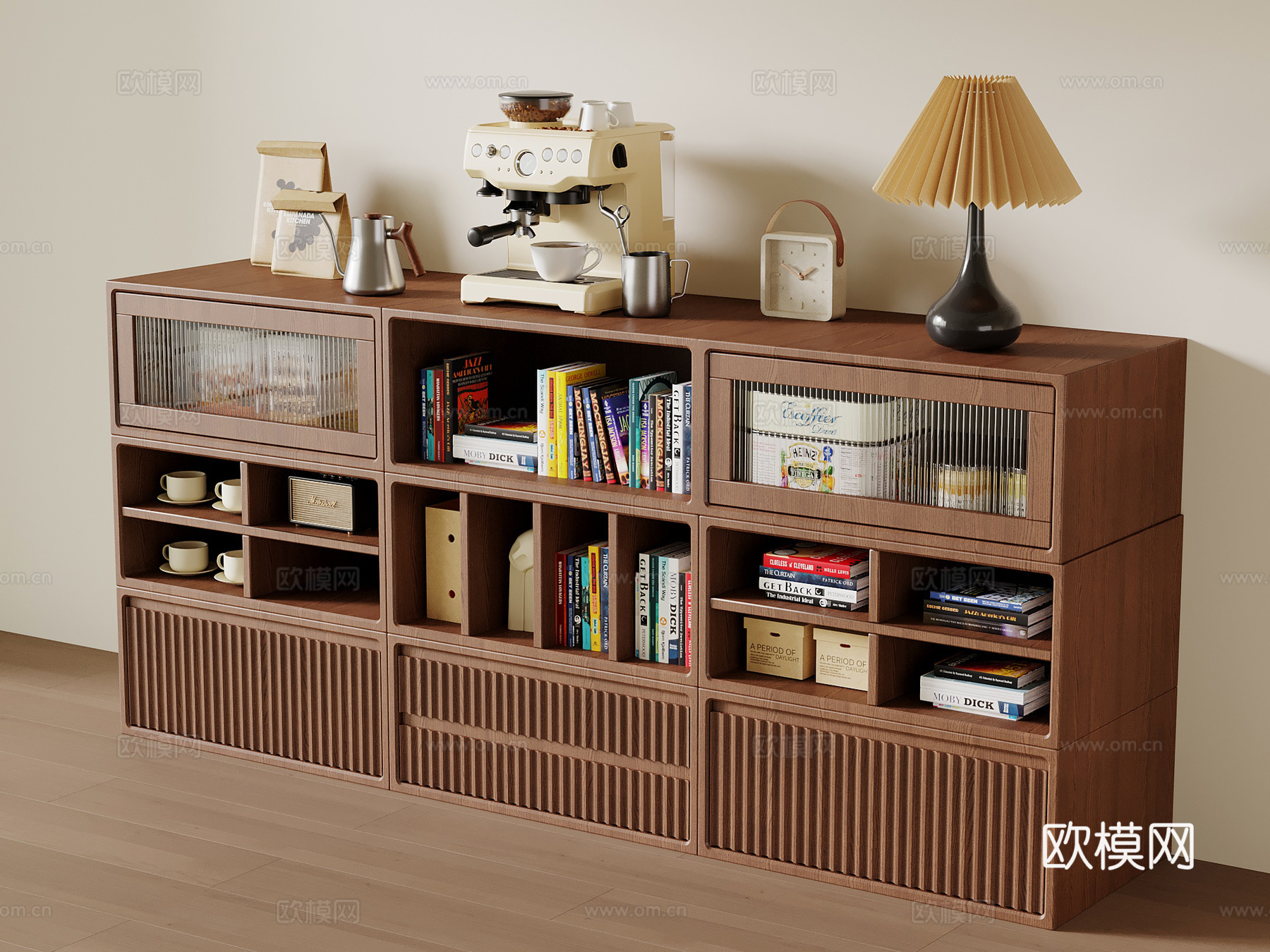 中古风书柜 餐边柜 储物柜su模型