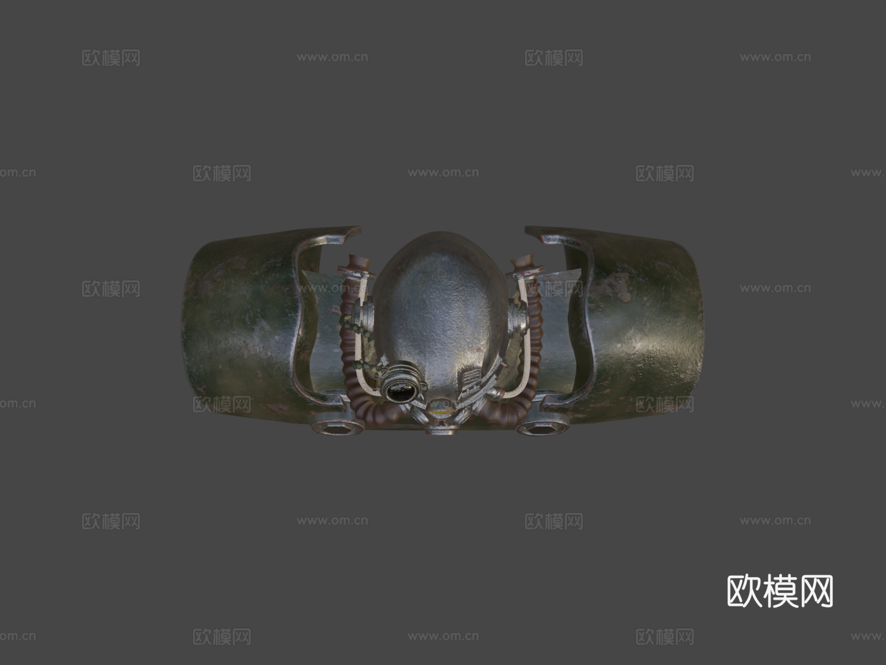 辐射1 T51b动力装甲高模胸像3d模型下载（渲染图6）