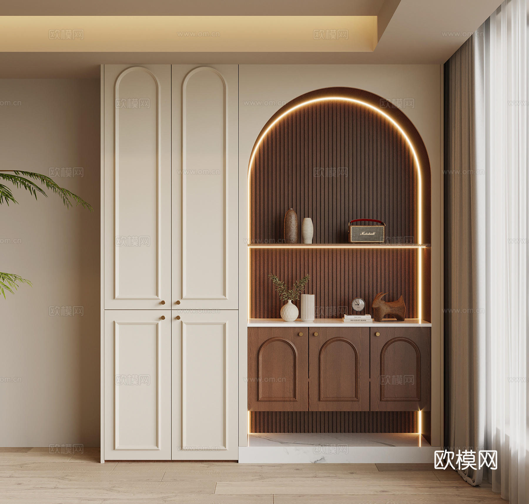 法式中古风鞋柜 入户鞋柜su模型