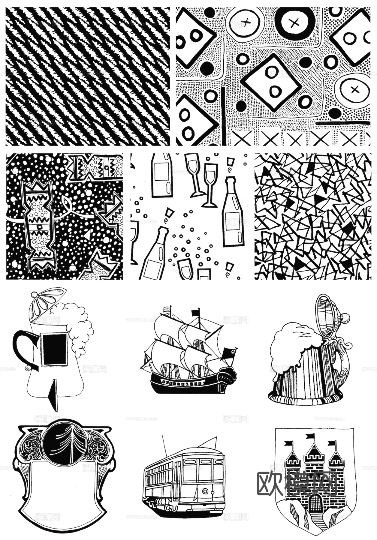 黑白遮罩通道黑白凹凸高光遮罩线条花纹纹理水泥做旧脏旧墙面下载