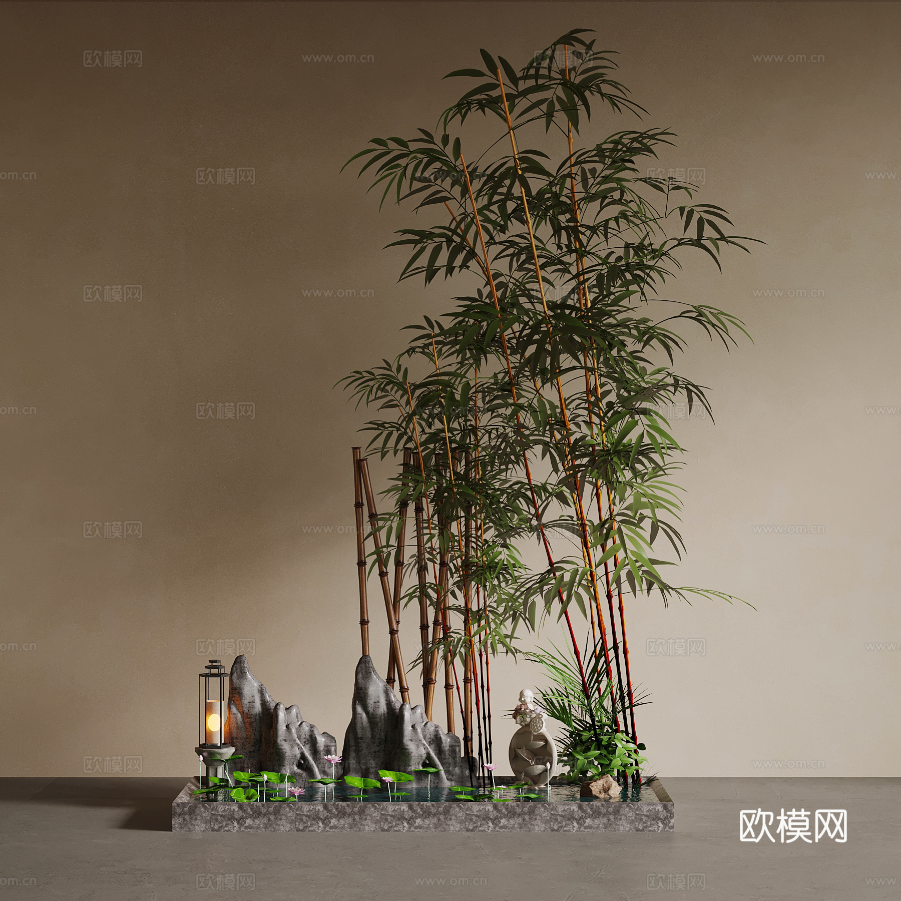 新中式雕塑su模型