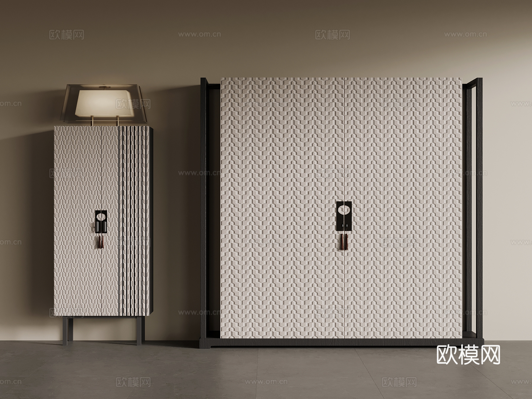 新中式玄关柜su模型