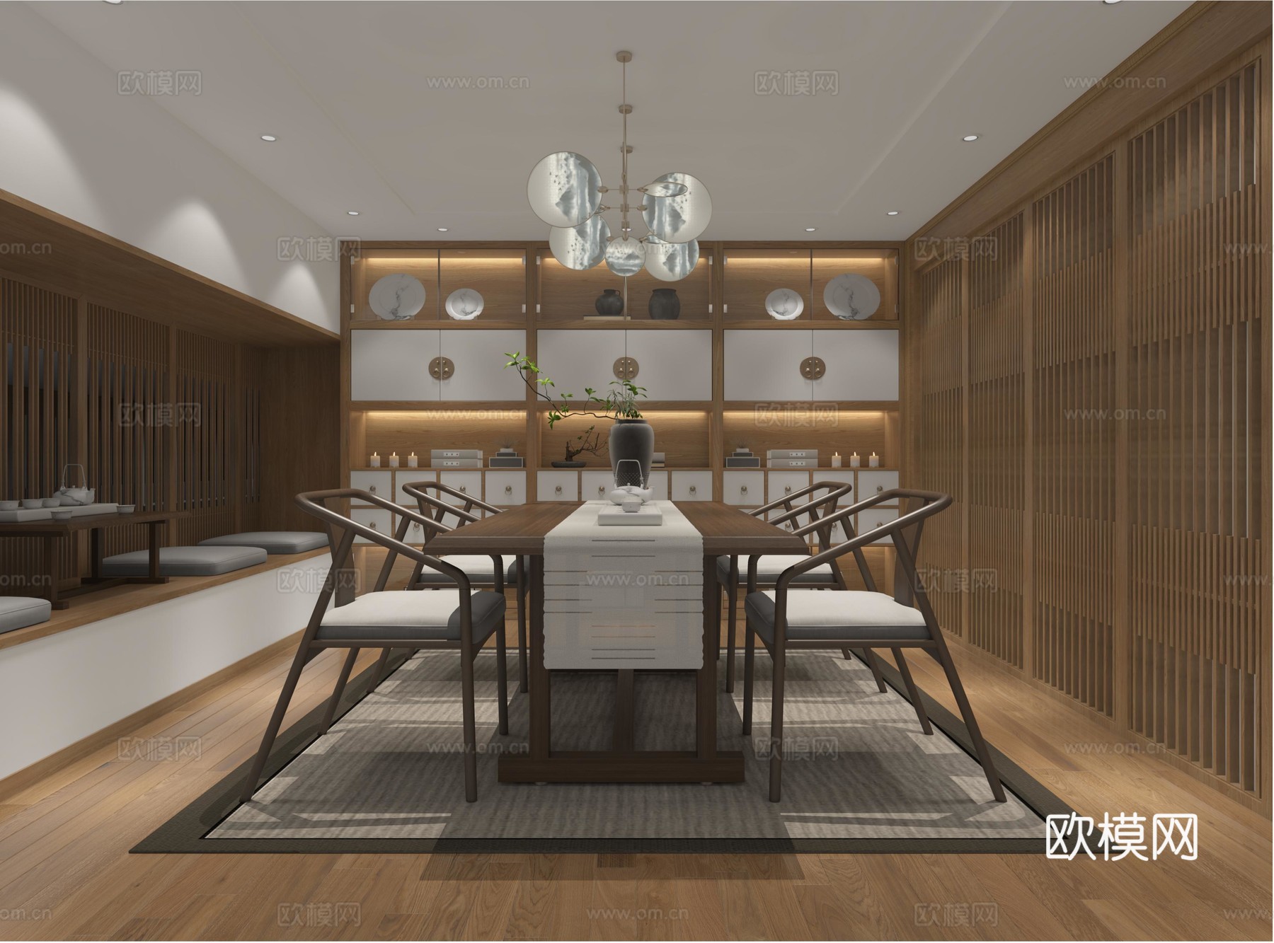 高端茶楼会所 最新全套施工图 效果图合集cad施工图