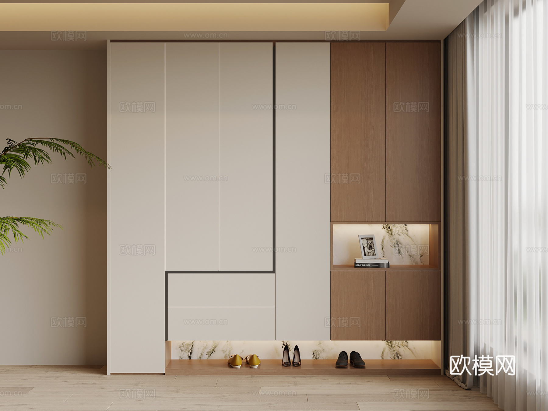 现代简约鞋柜 入户鞋柜su模型