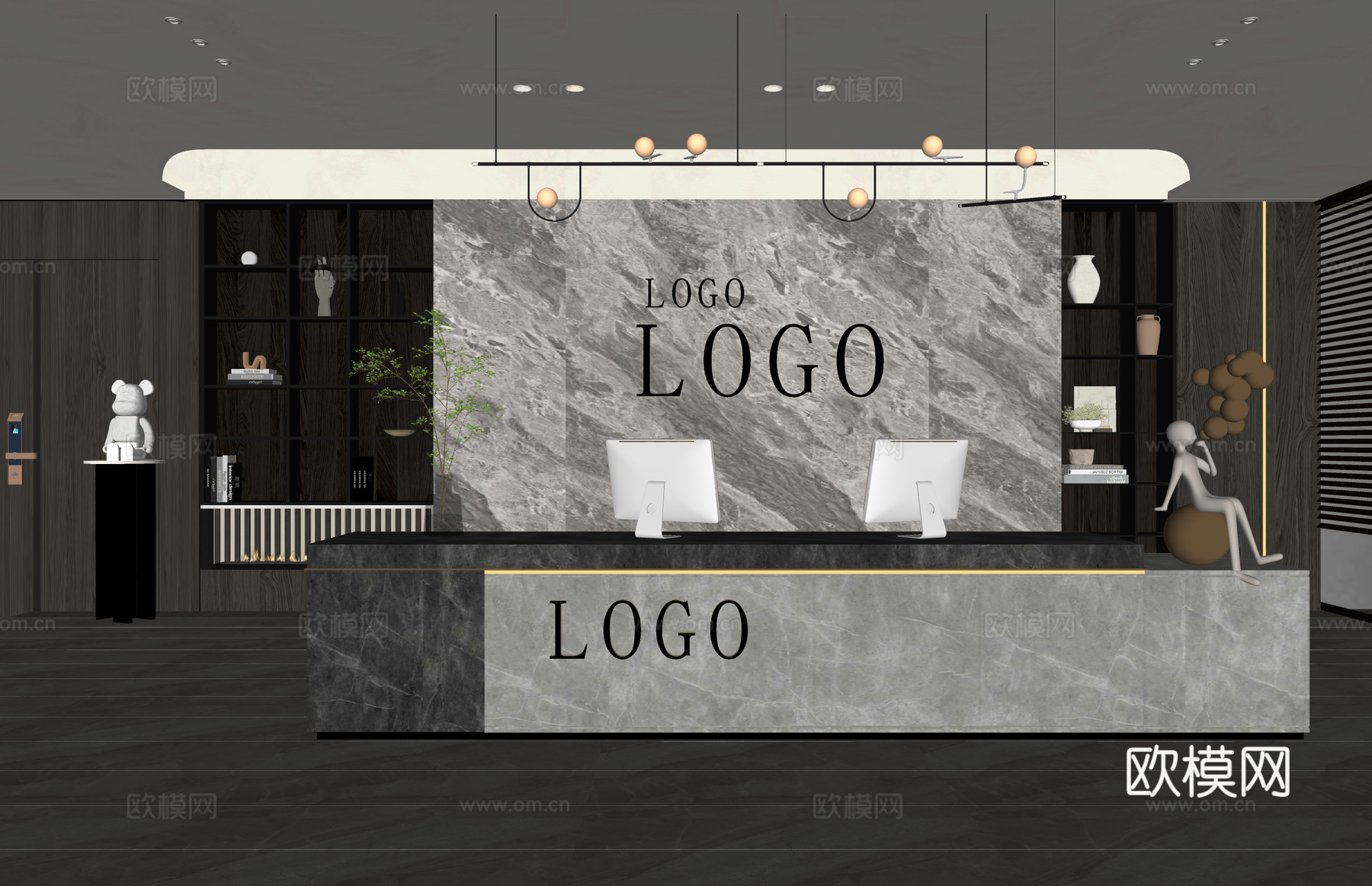 办公室 展厅 酒店前台su模型