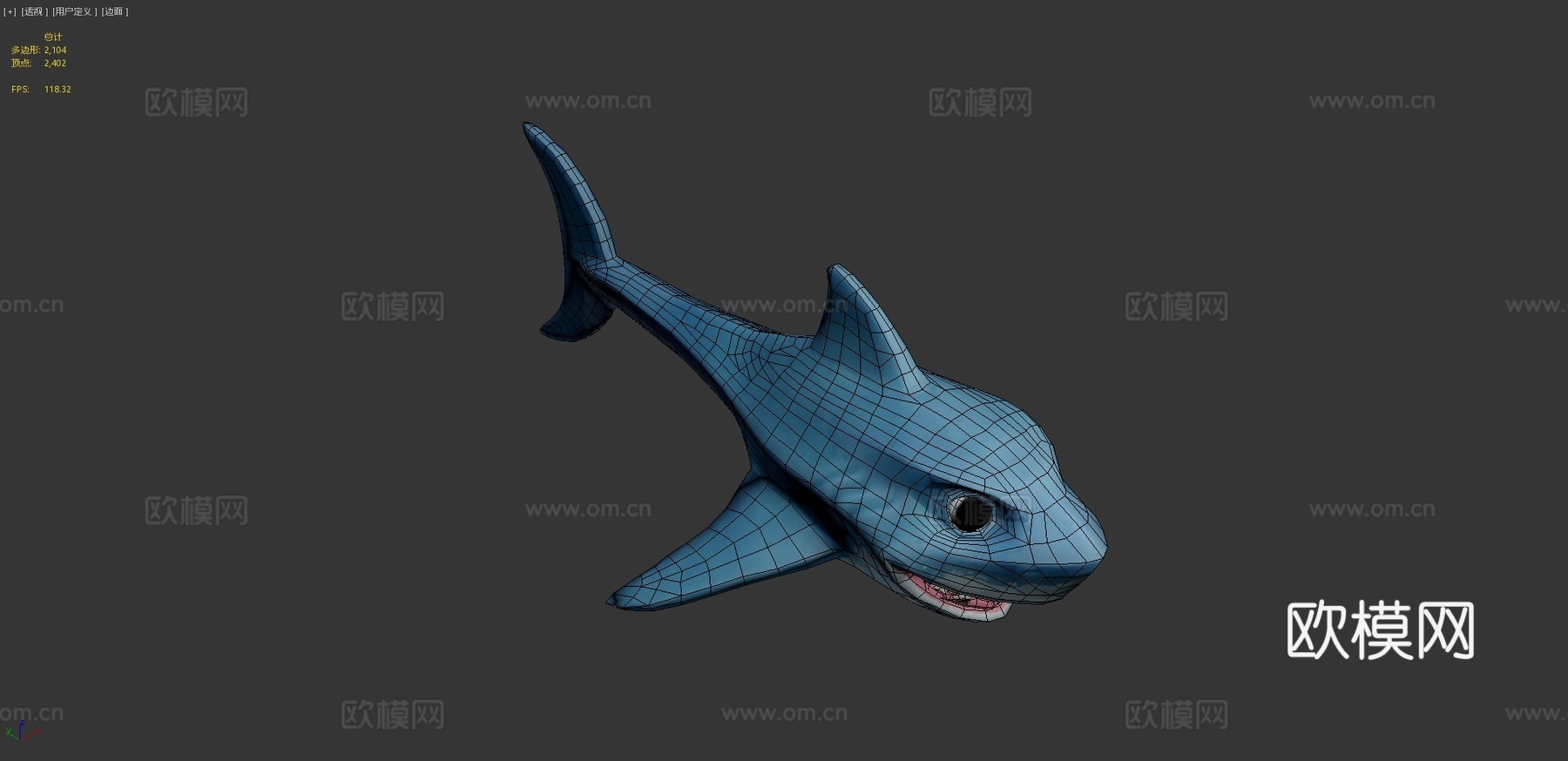 鲨鱼芬恩3d模型下载（渲染图4）