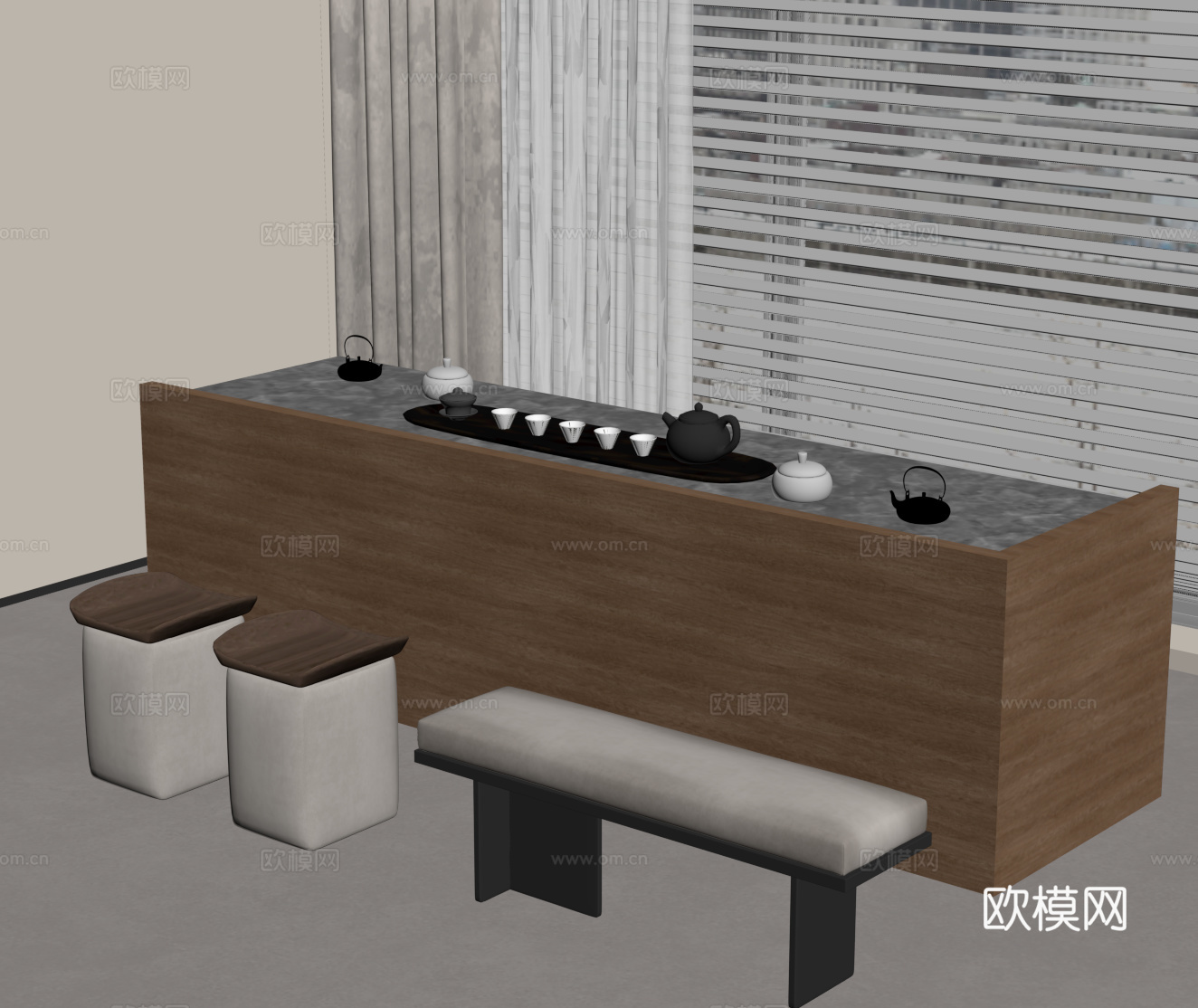 新中式岛台su模型