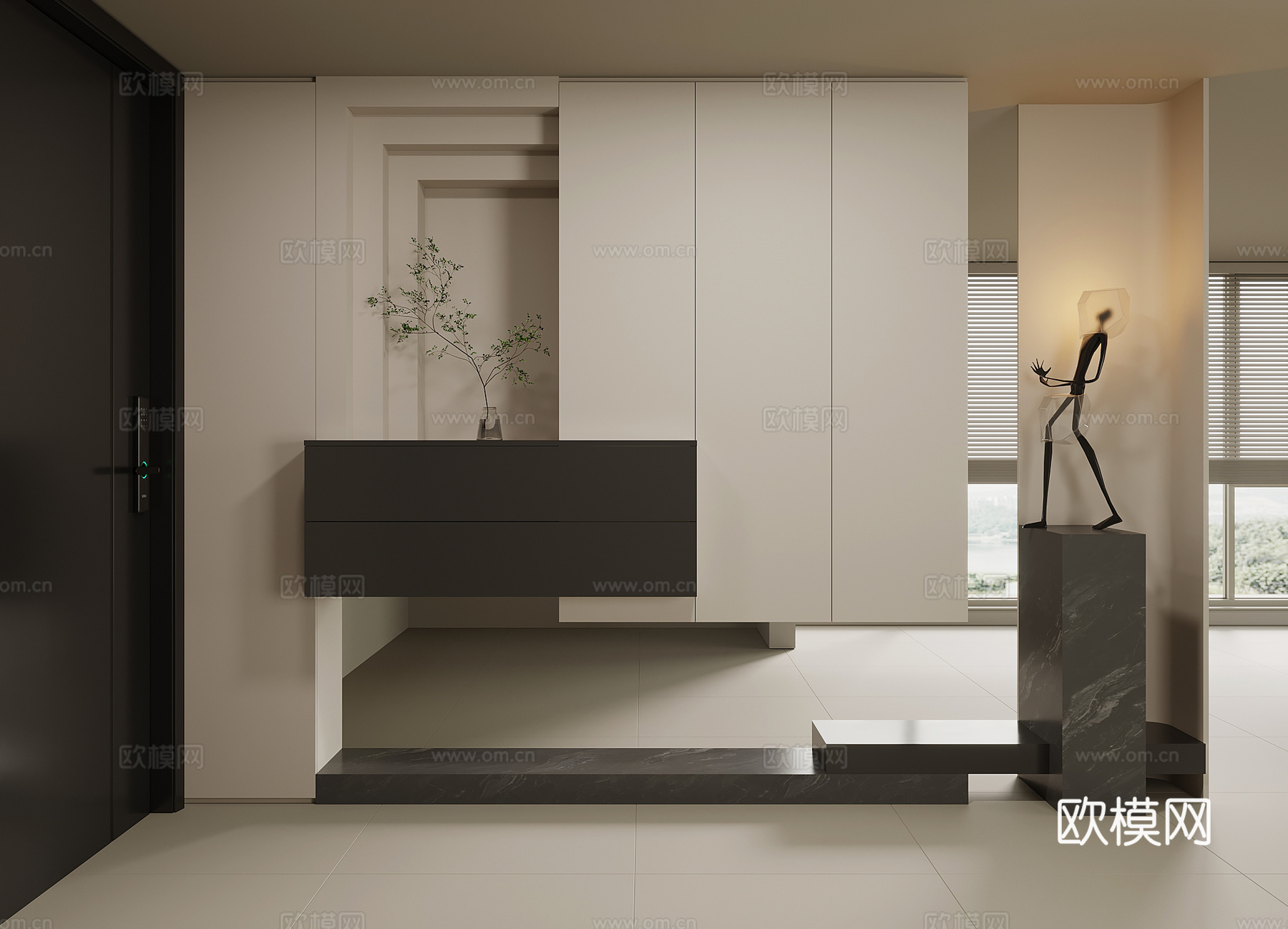 现代意式简约鞋柜 入户鞋柜su模型