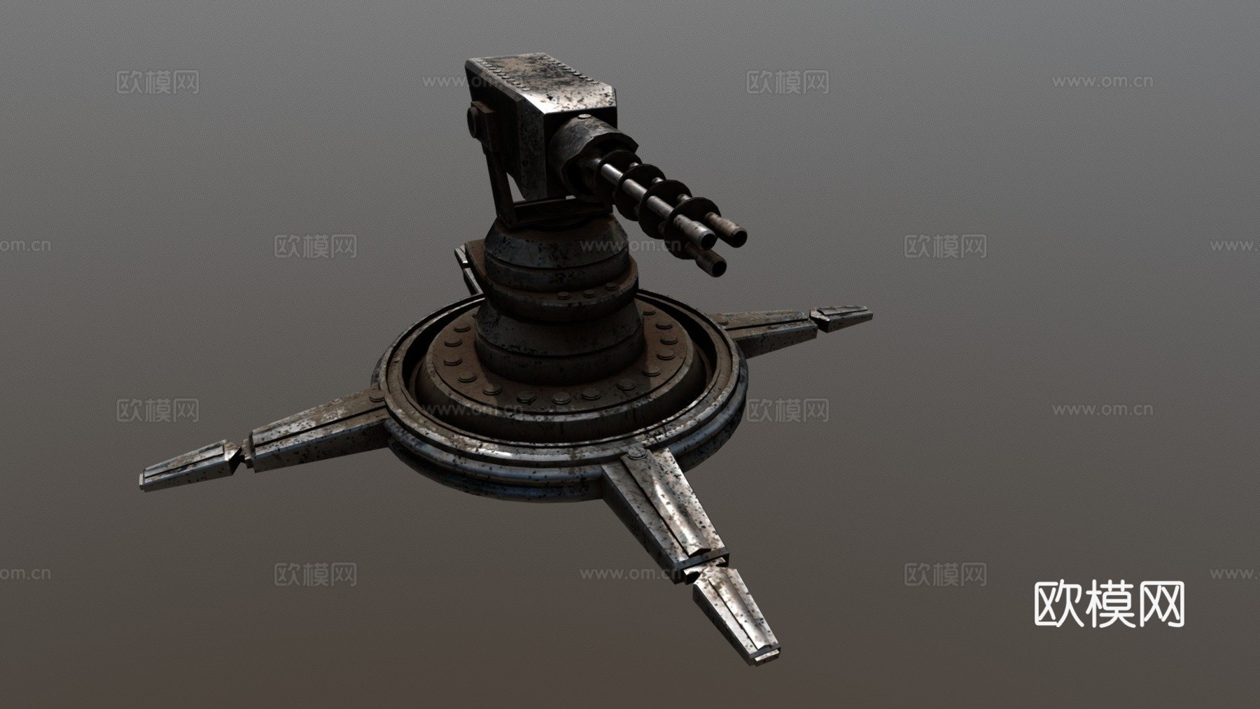 老旧生锈炮塔3d模型下载（渲染图1）