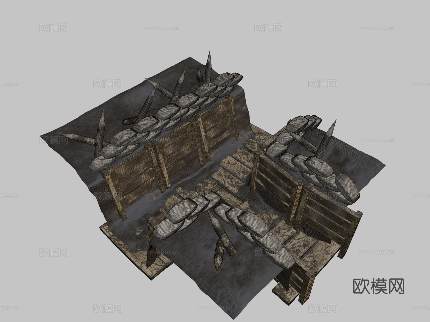 第一次世界大战战壕3d模型下载（渲染图2）