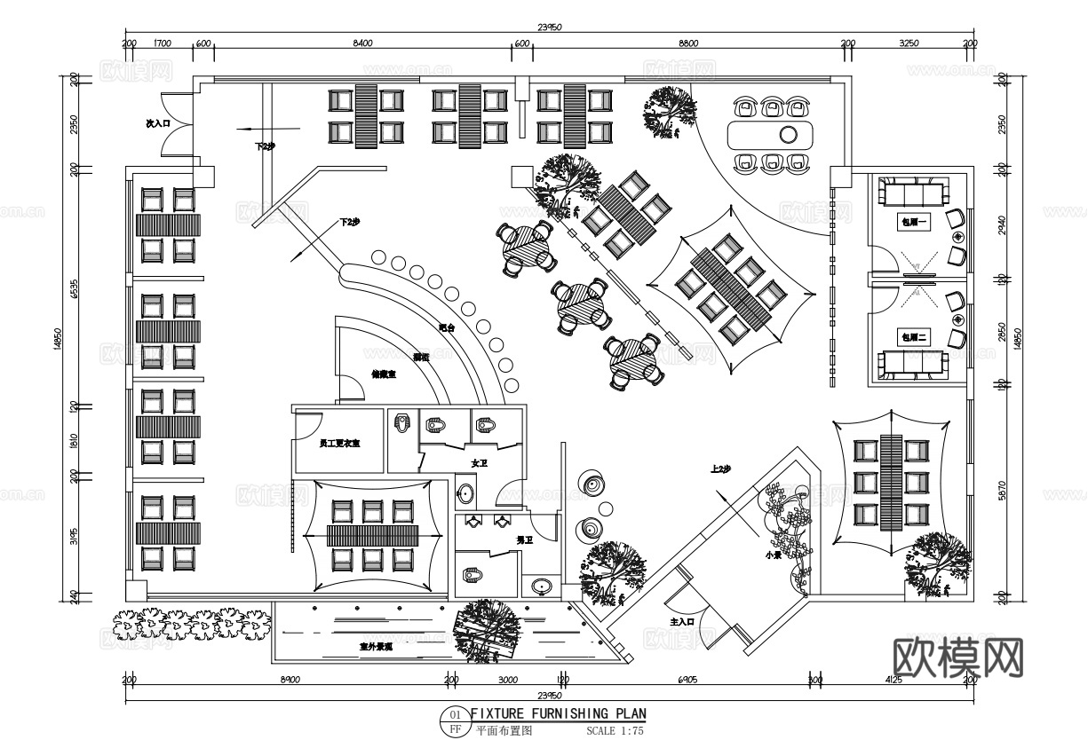 露营风酒吧 最新平面施工图合集cad施工图