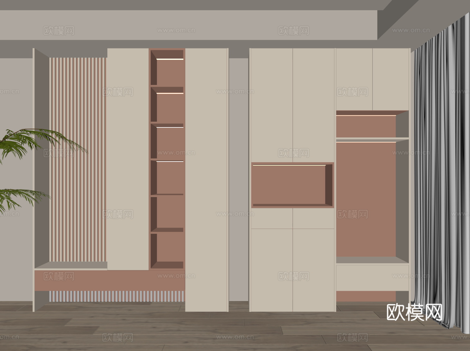 现代奶油风鞋柜su模型