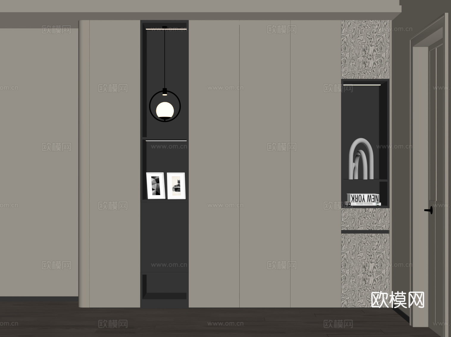 现代玄关柜 入户鞋柜su模型