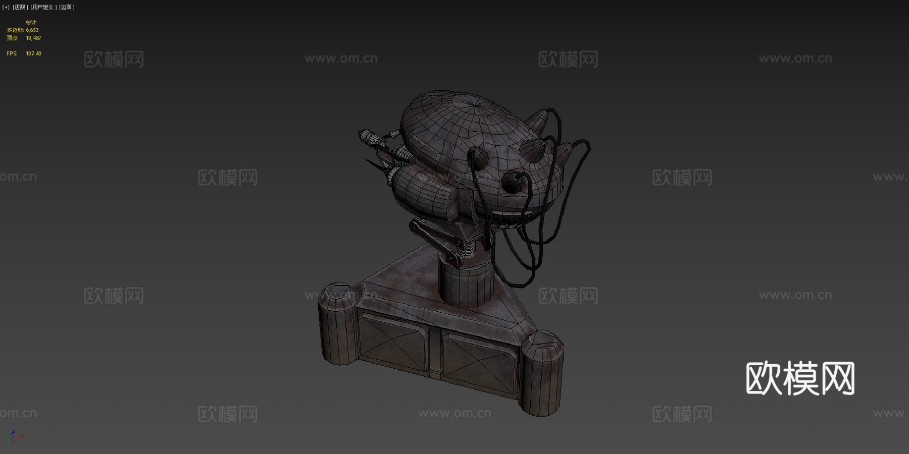 FO3风格英克雷炮塔3d模型下载（渲染图4）