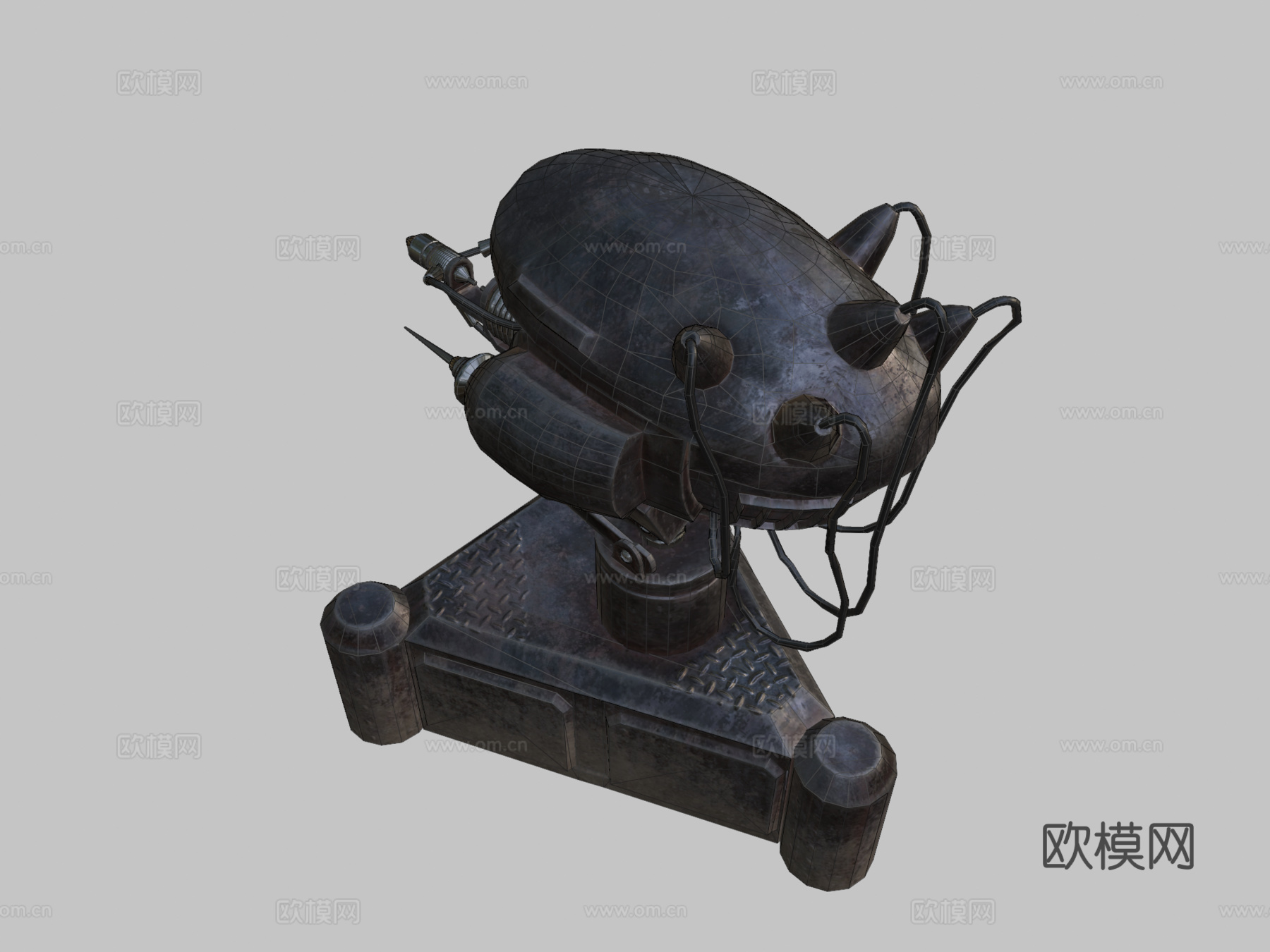 FO3风格英克雷炮塔3d模型下载（渲染图2）