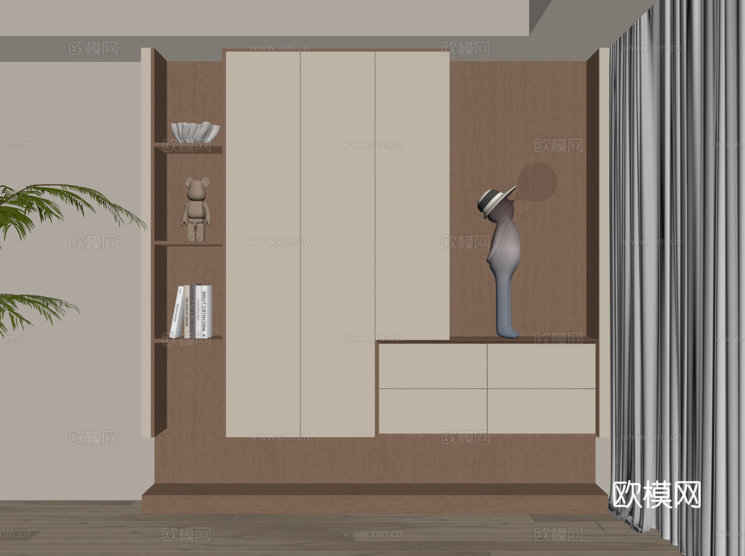 现代简约鞋柜 入户鞋柜su模型