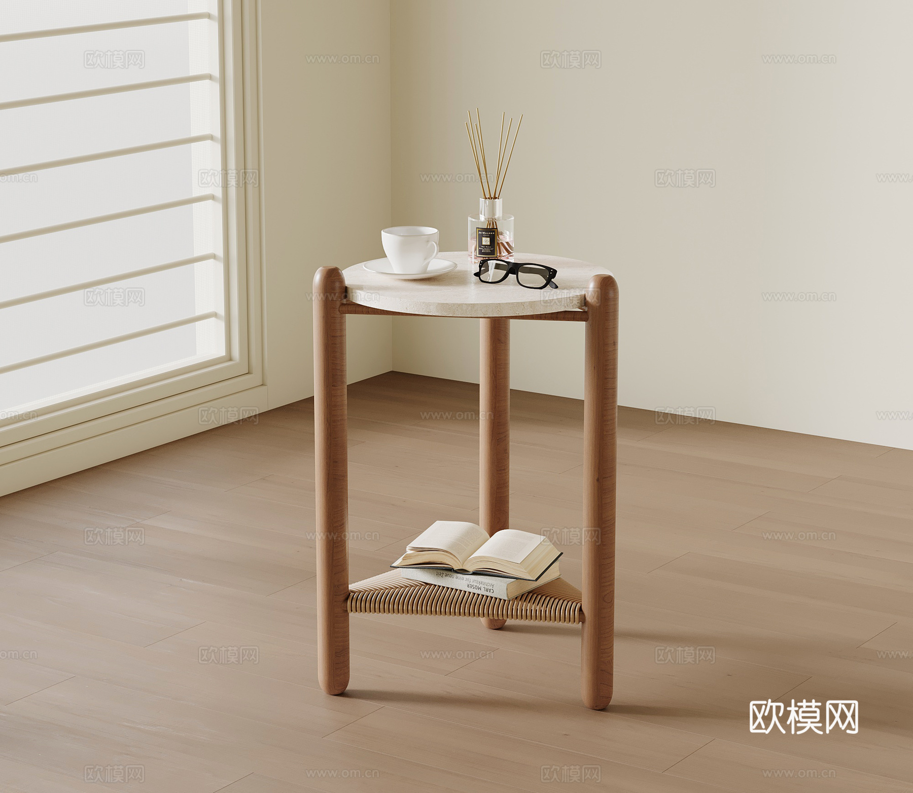 侘寂中古边几 角几圆几su模型