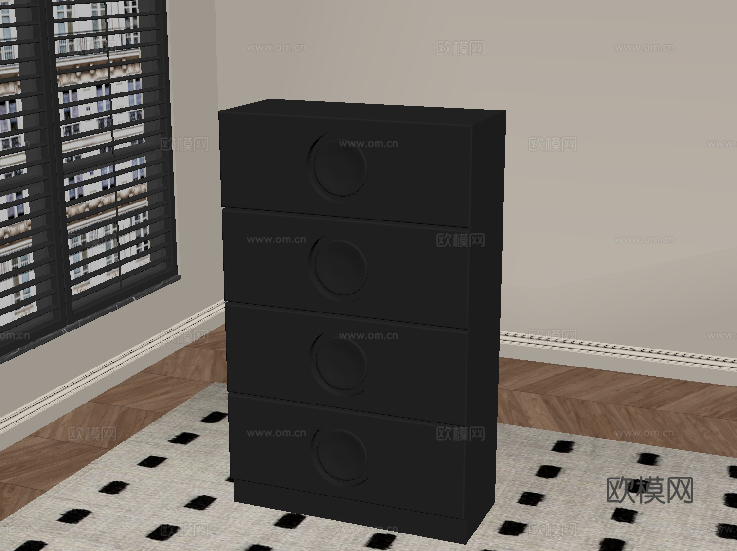 法式复古斗柜 高柜 玄关柜su模型