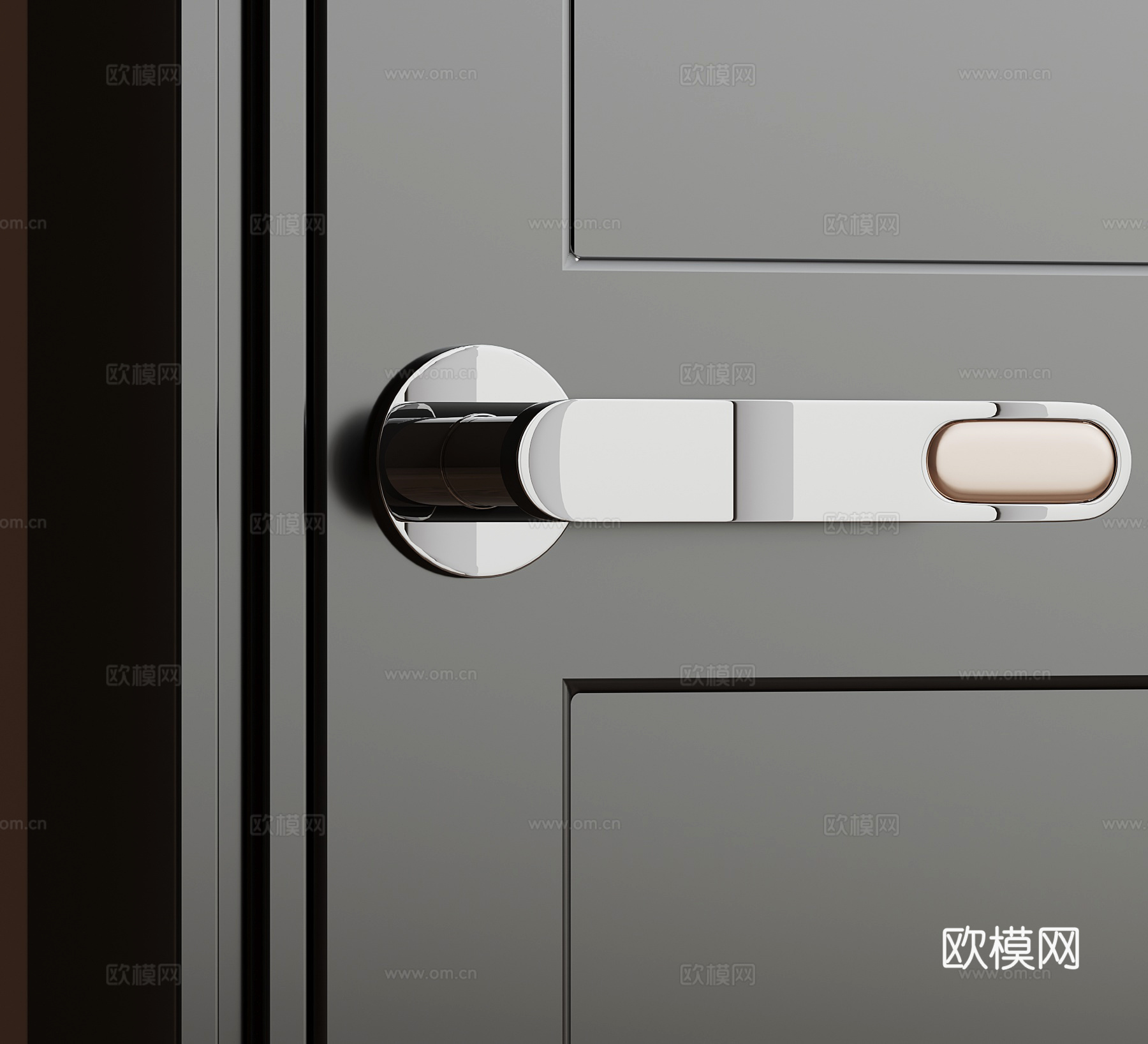 现代拉手 金属门把手su模型