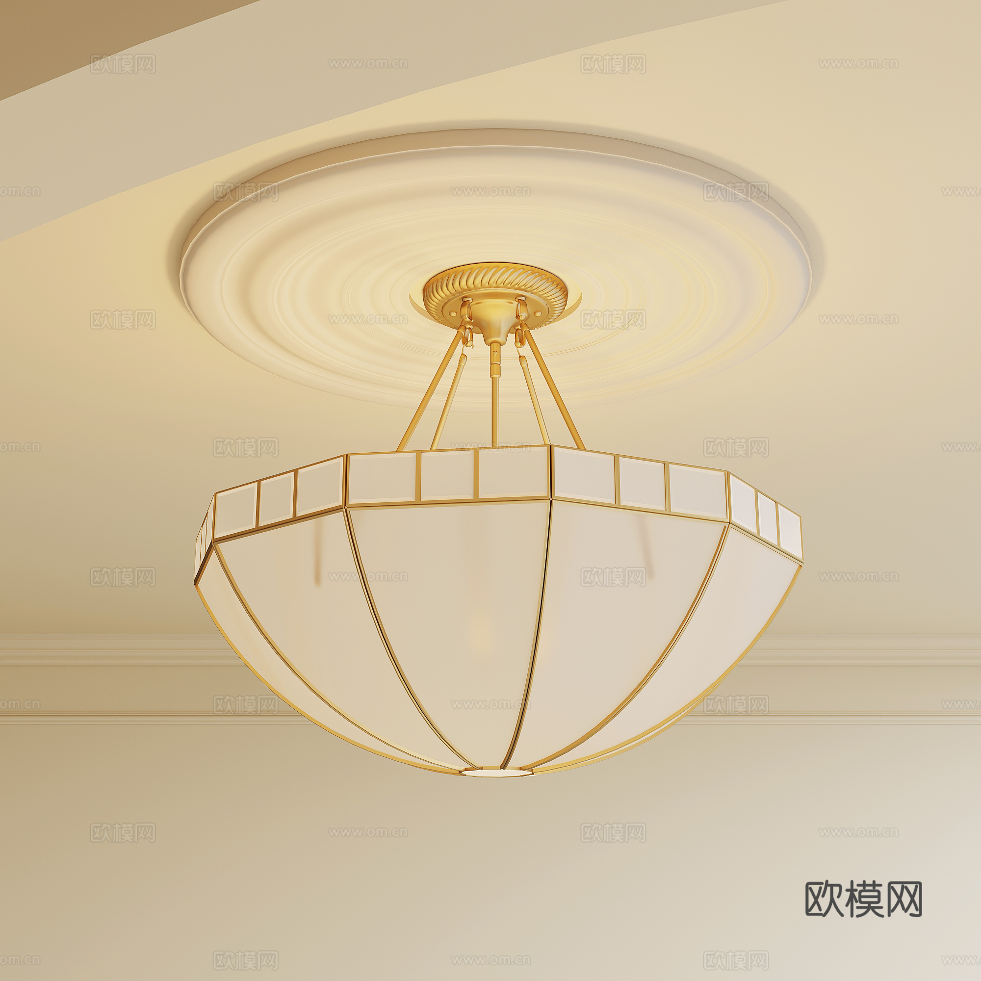 美式金属吊灯su模型