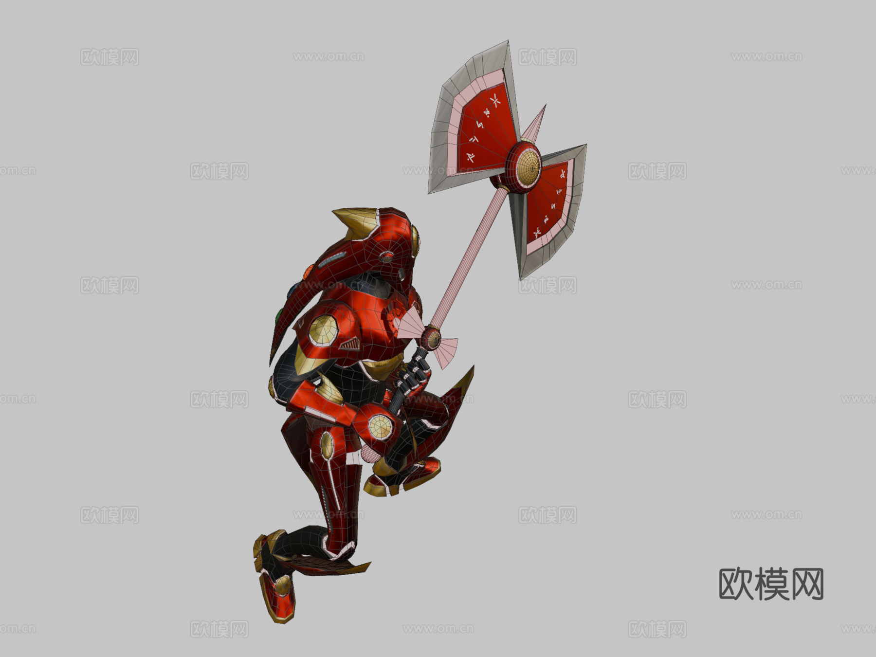 科技红色模式3d模型下载（渲染图2）