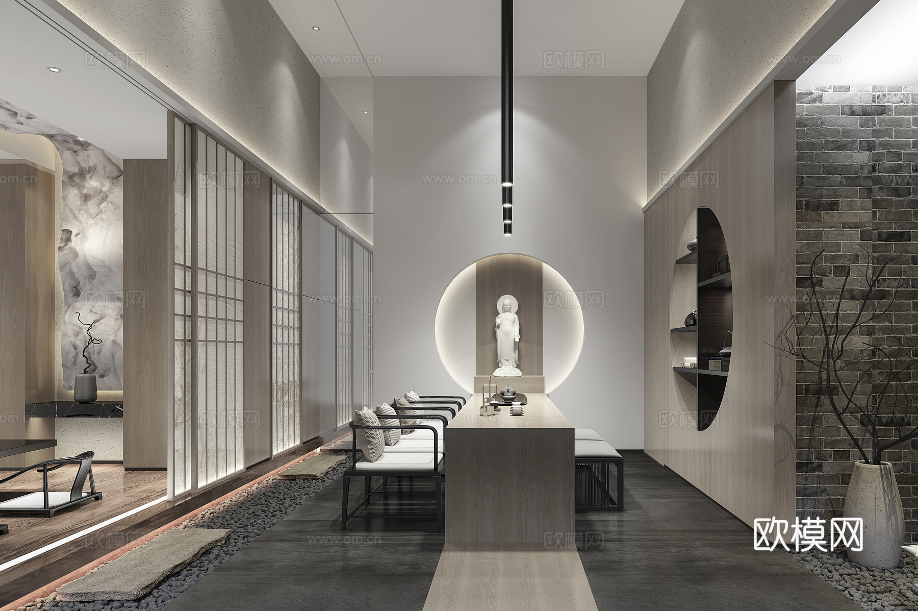 高端茶楼会所 最新全套施工图 效果图合集cad施工图