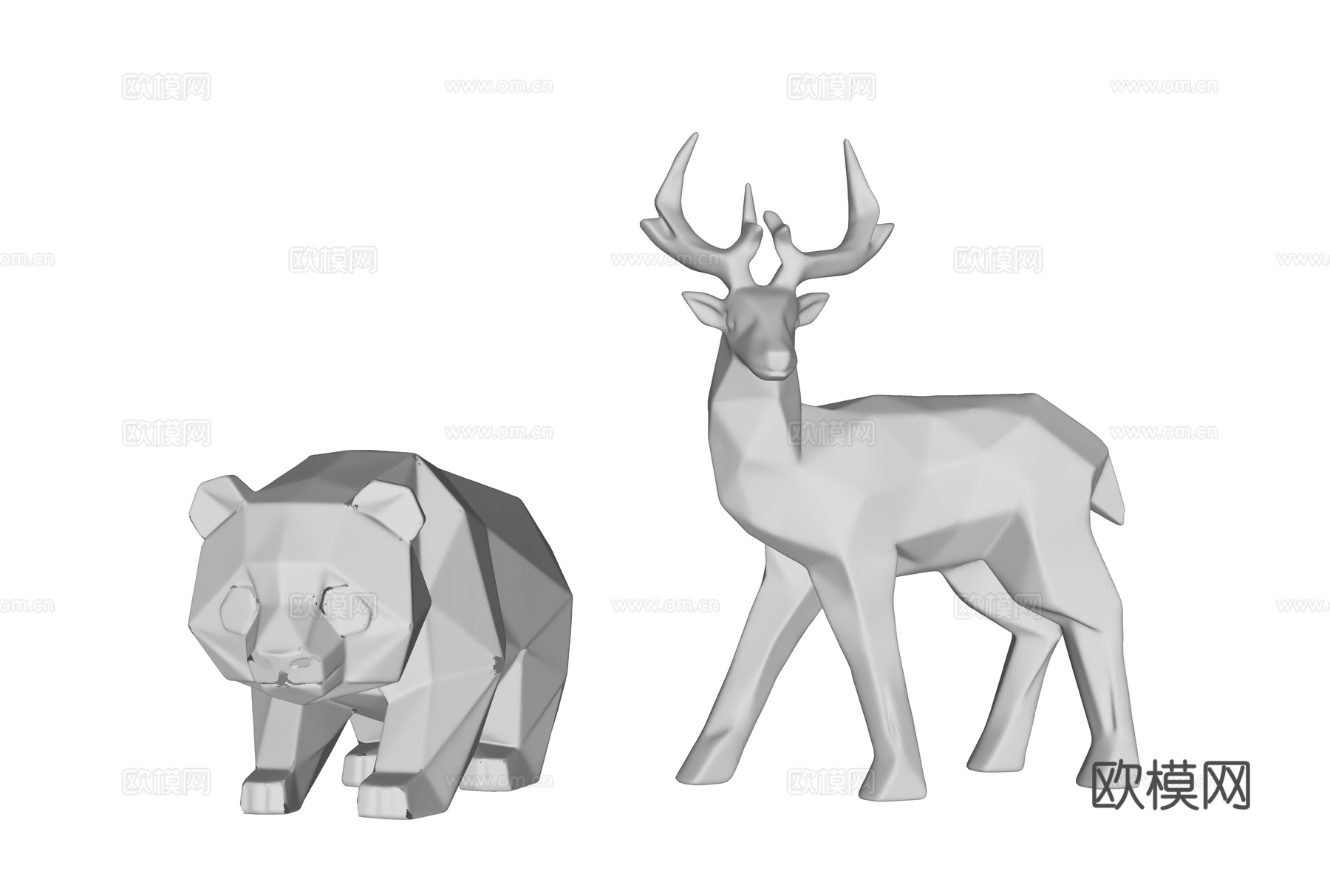 现代雕塑 景观雕塑 熊雕塑 鹿雕塑 雕塑摆件 金属雕塑摆件su模型